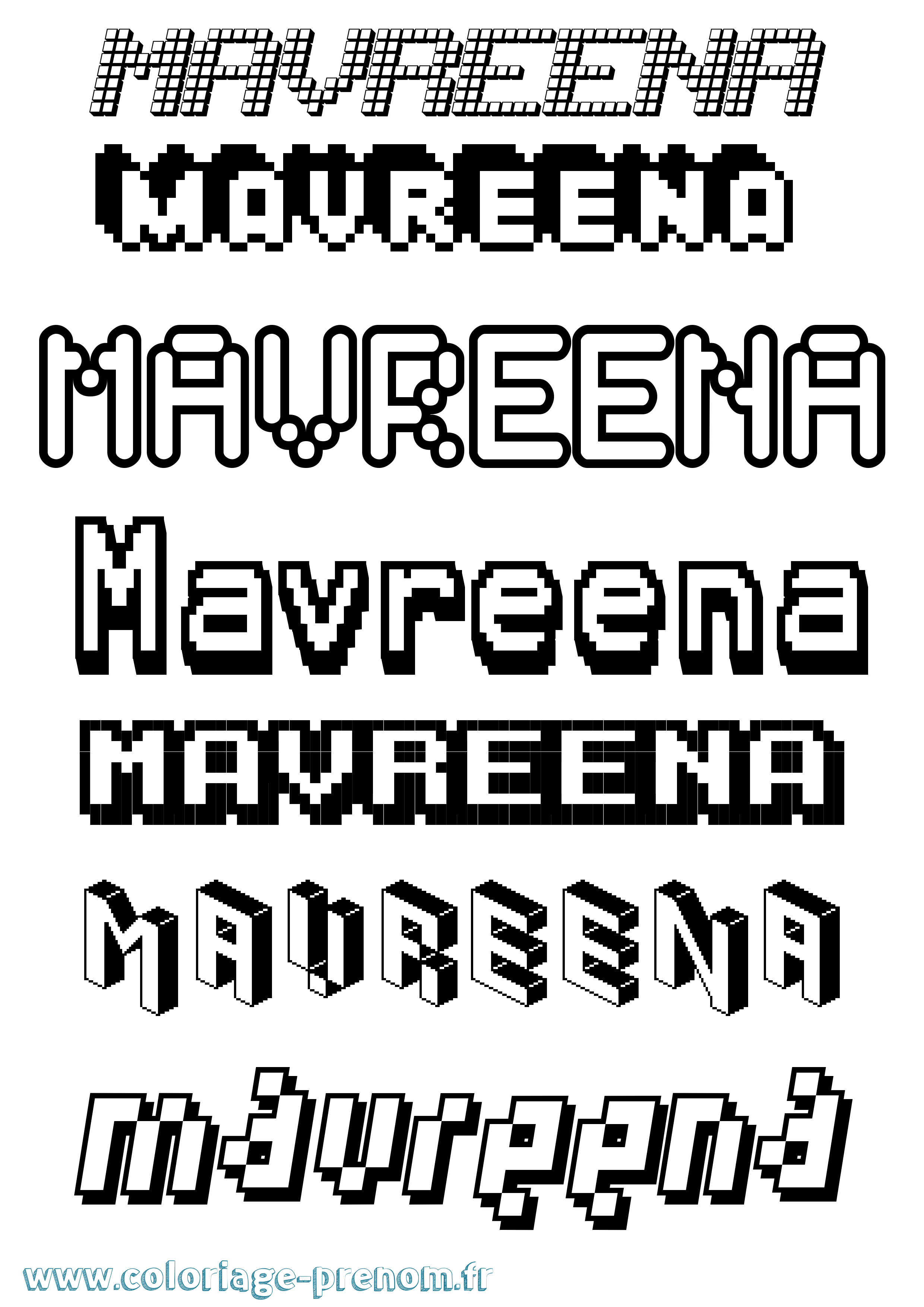 Coloriage prénom Mavreena Pixel