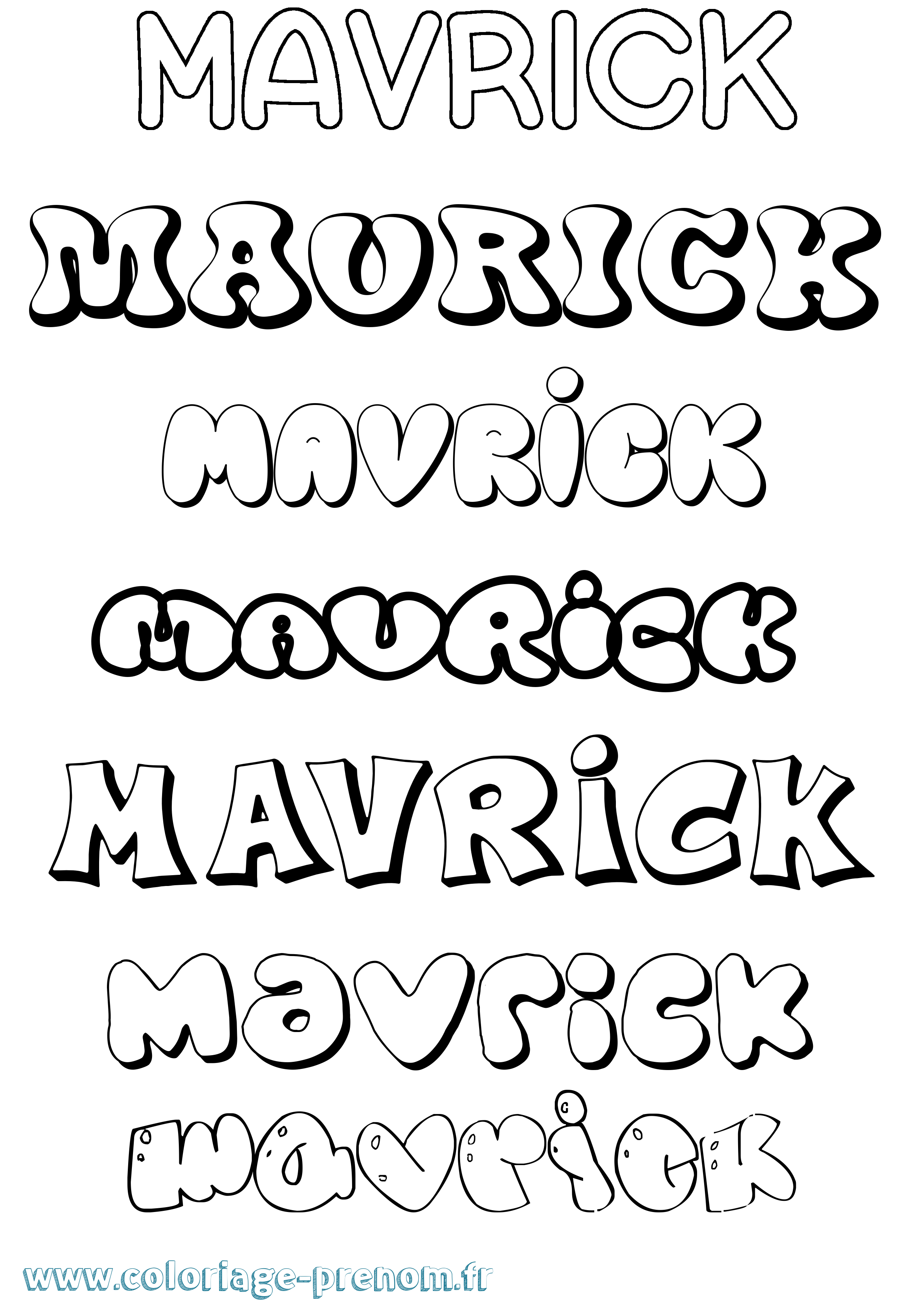 Coloriage prénom Mavrick Bubble