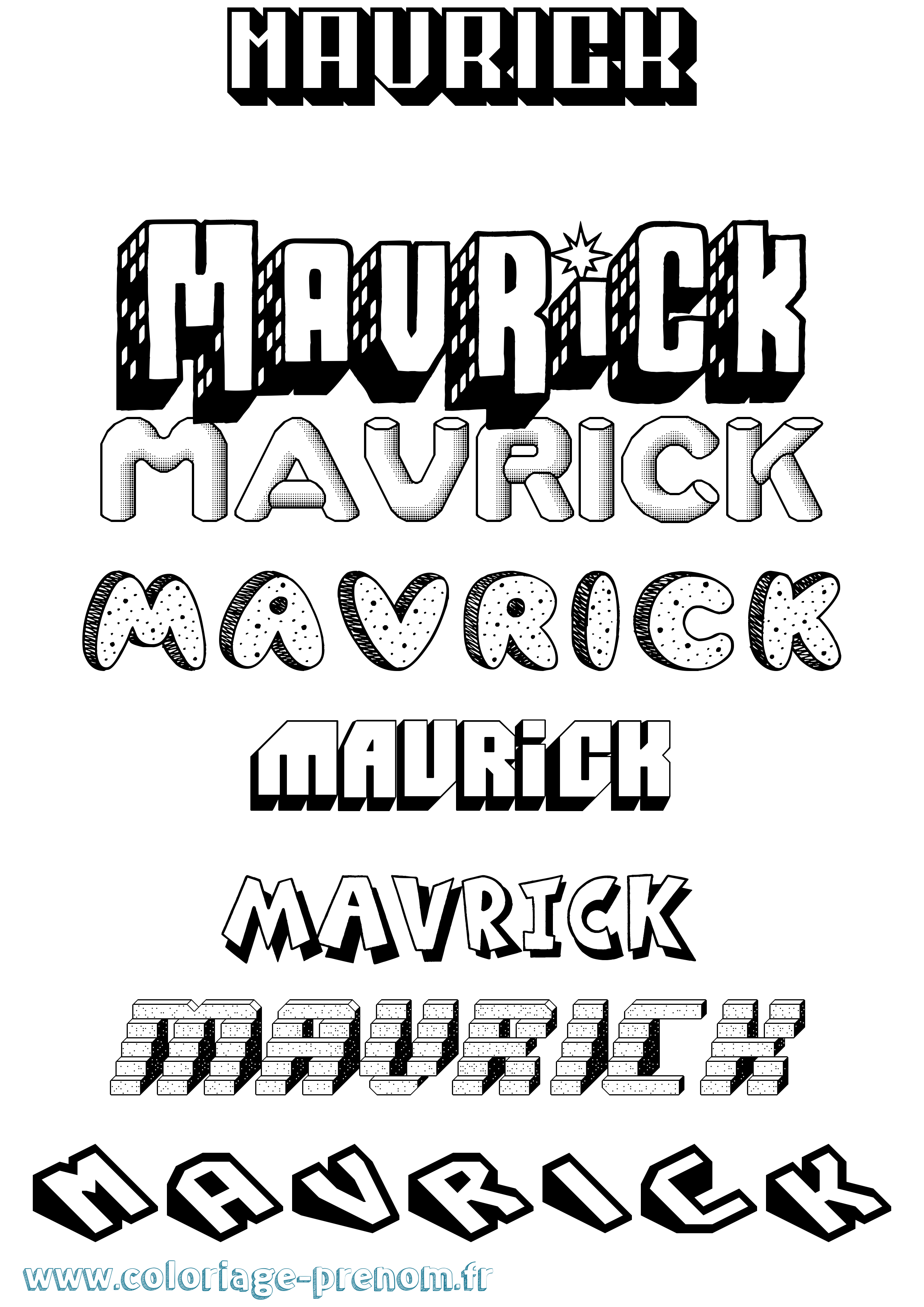 Coloriage prénom Mavrick Effet 3D