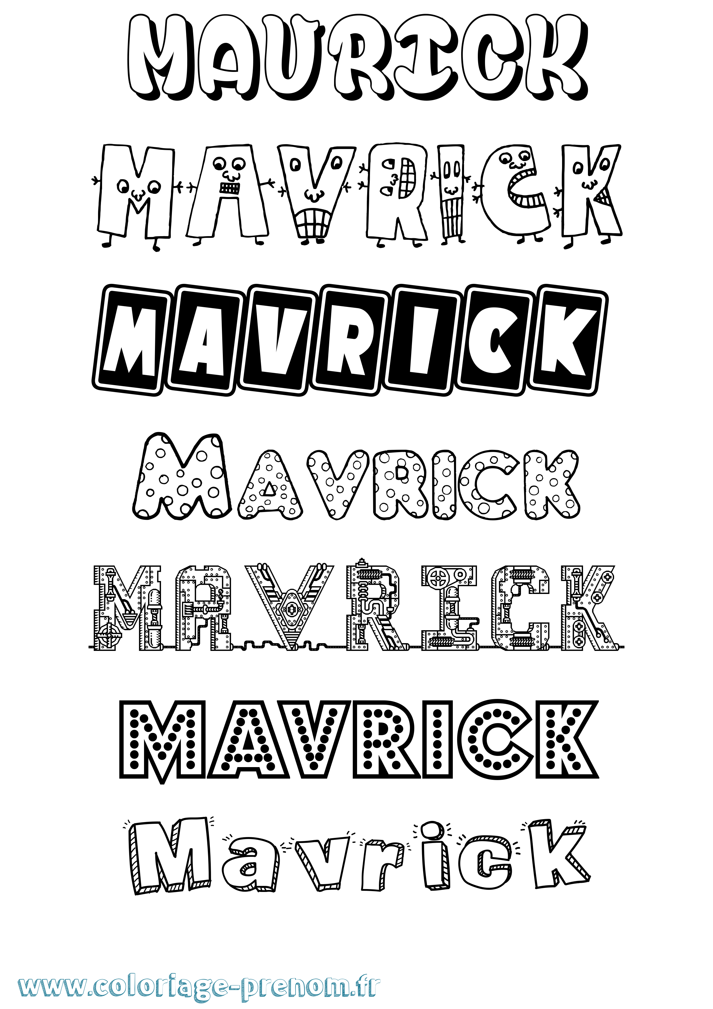 Coloriage prénom Mavrick Fun