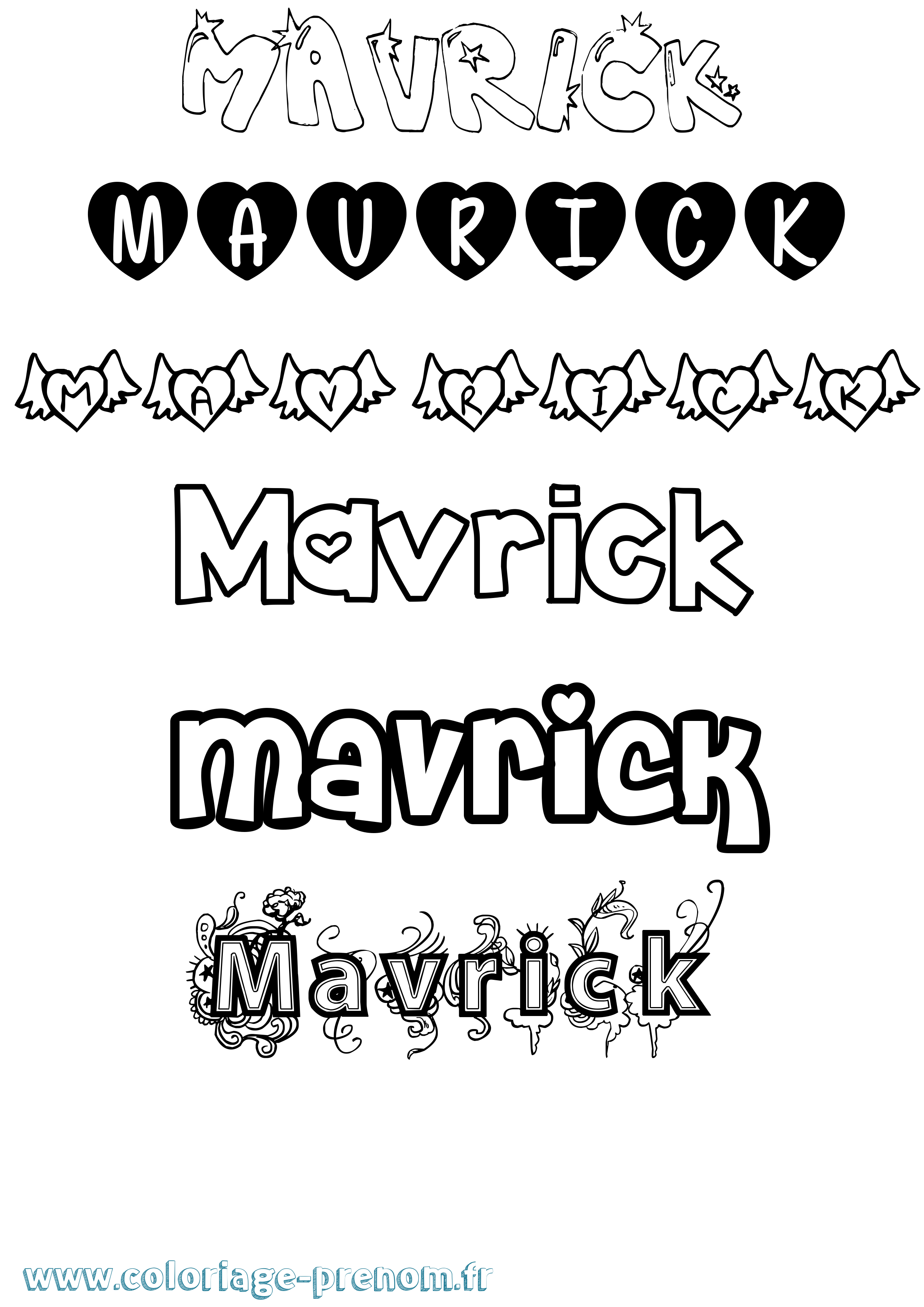 Coloriage prénom Mavrick Girly