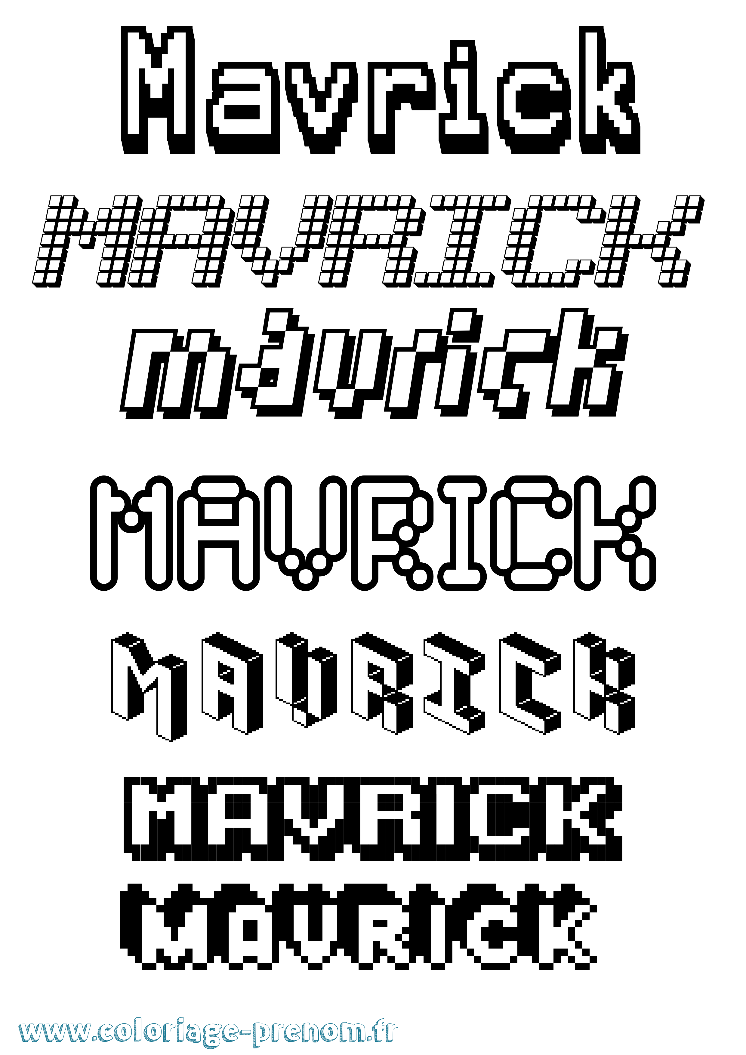 Coloriage prénom Mavrick Pixel