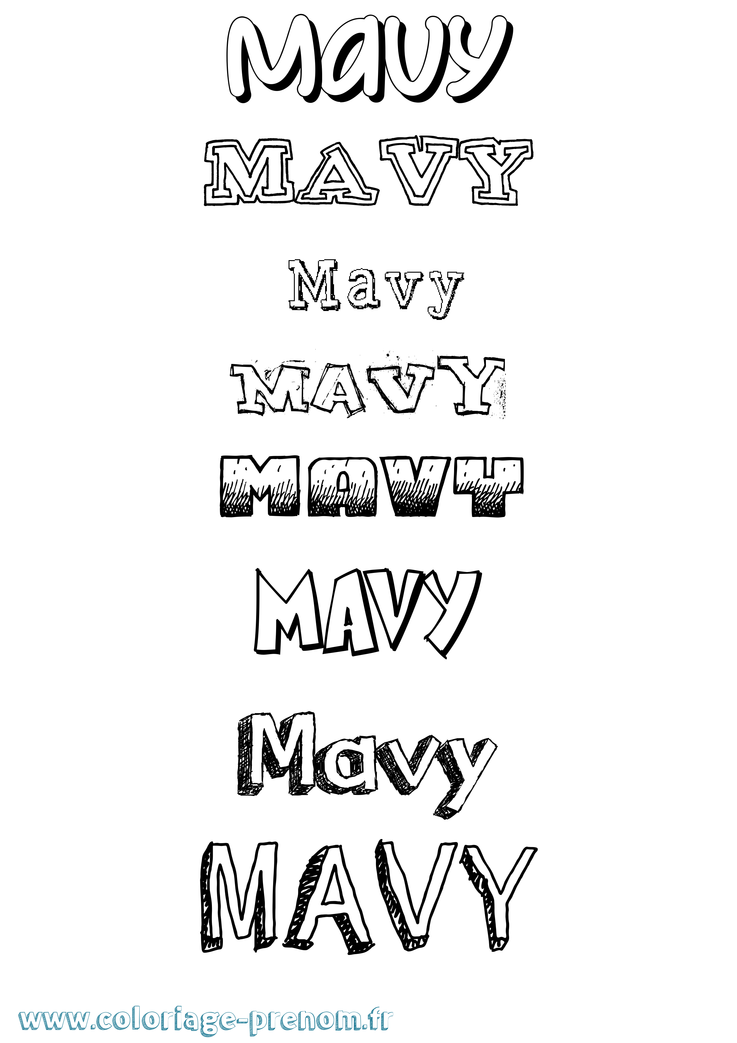 Coloriage prénom Mavy Dessiné
