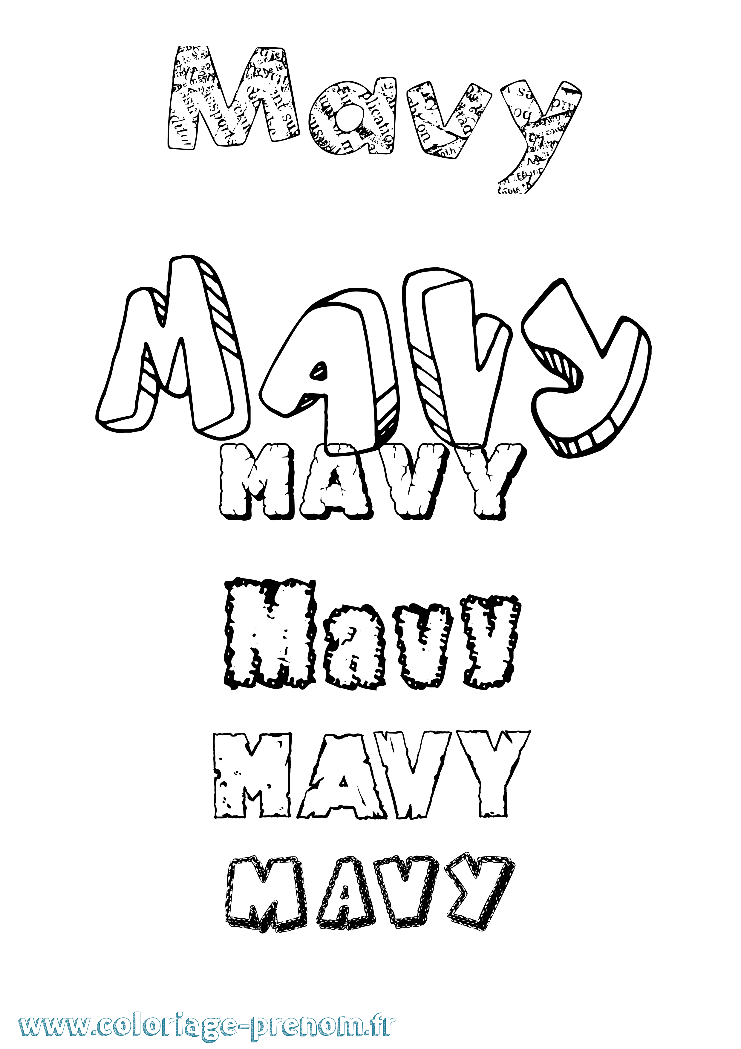 Coloriage prénom Mavy Destructuré