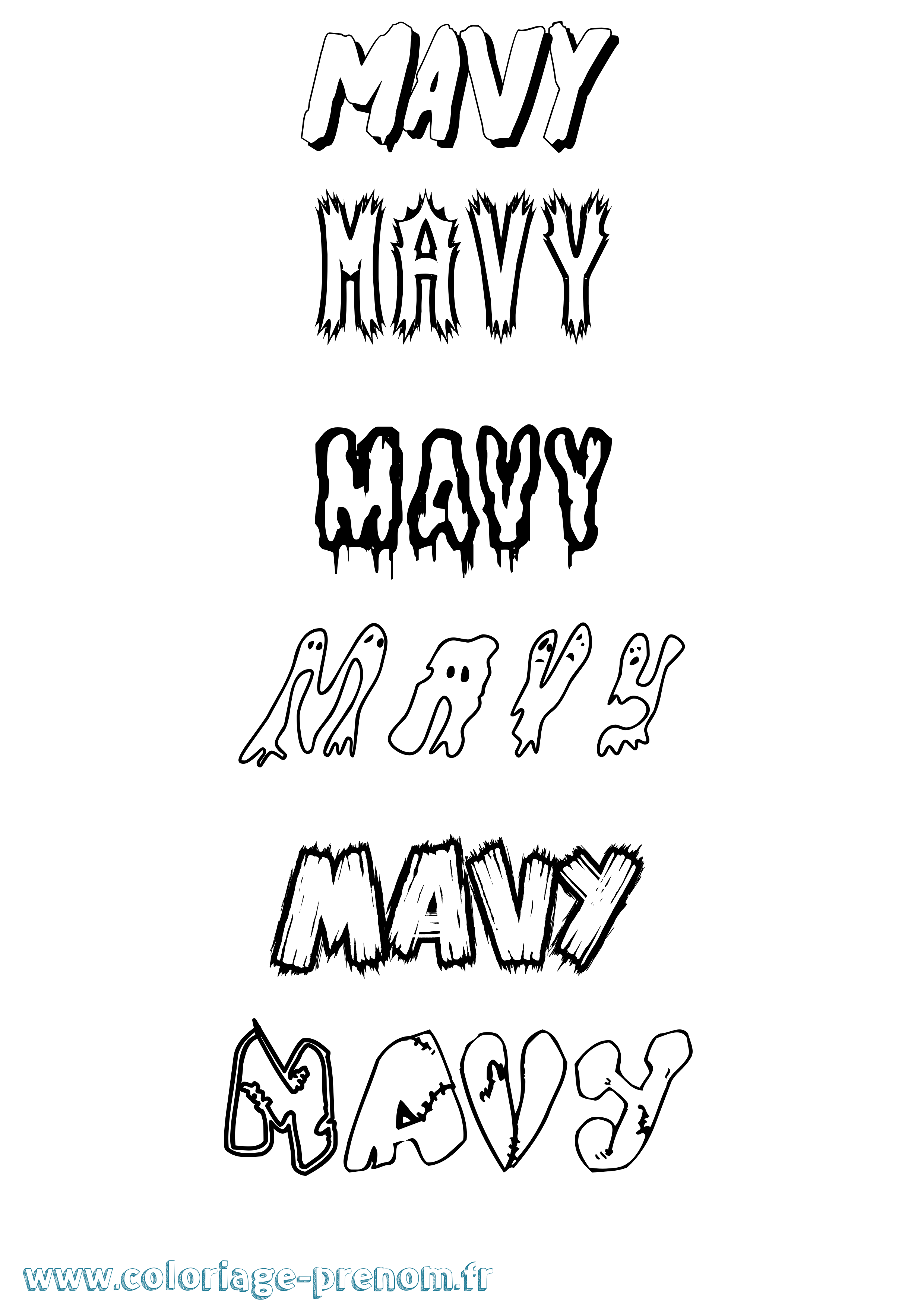 Coloriage prénom Mavy Frisson