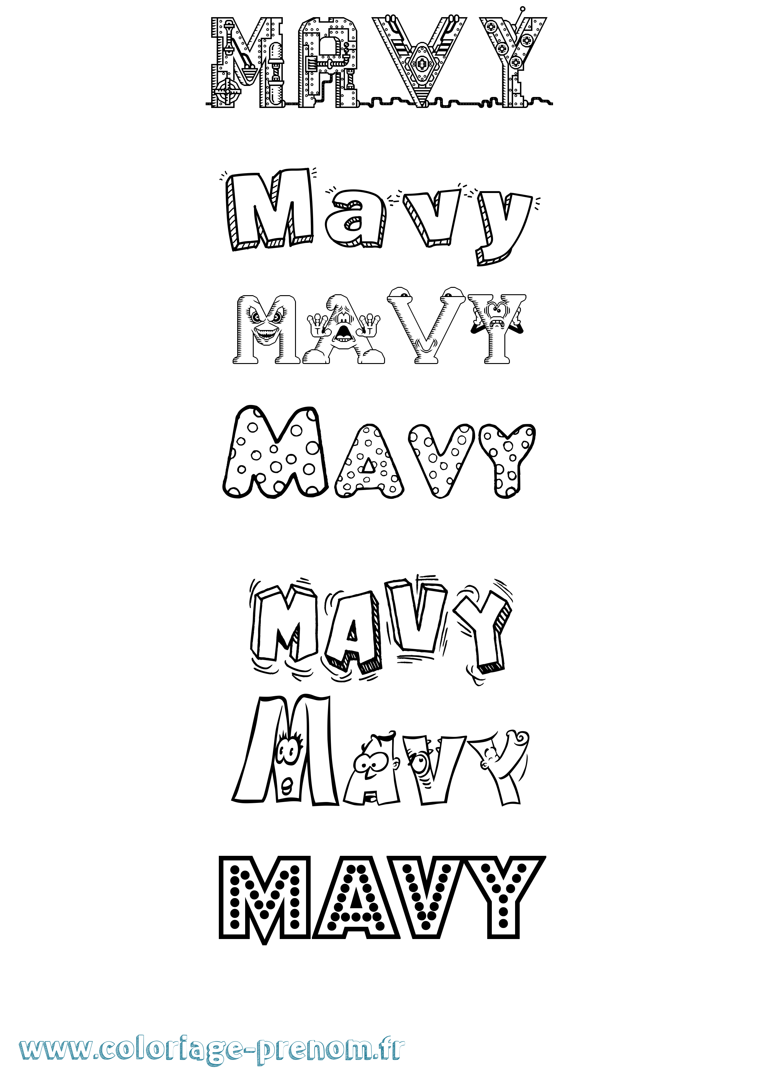 Coloriage prénom Mavy Fun
