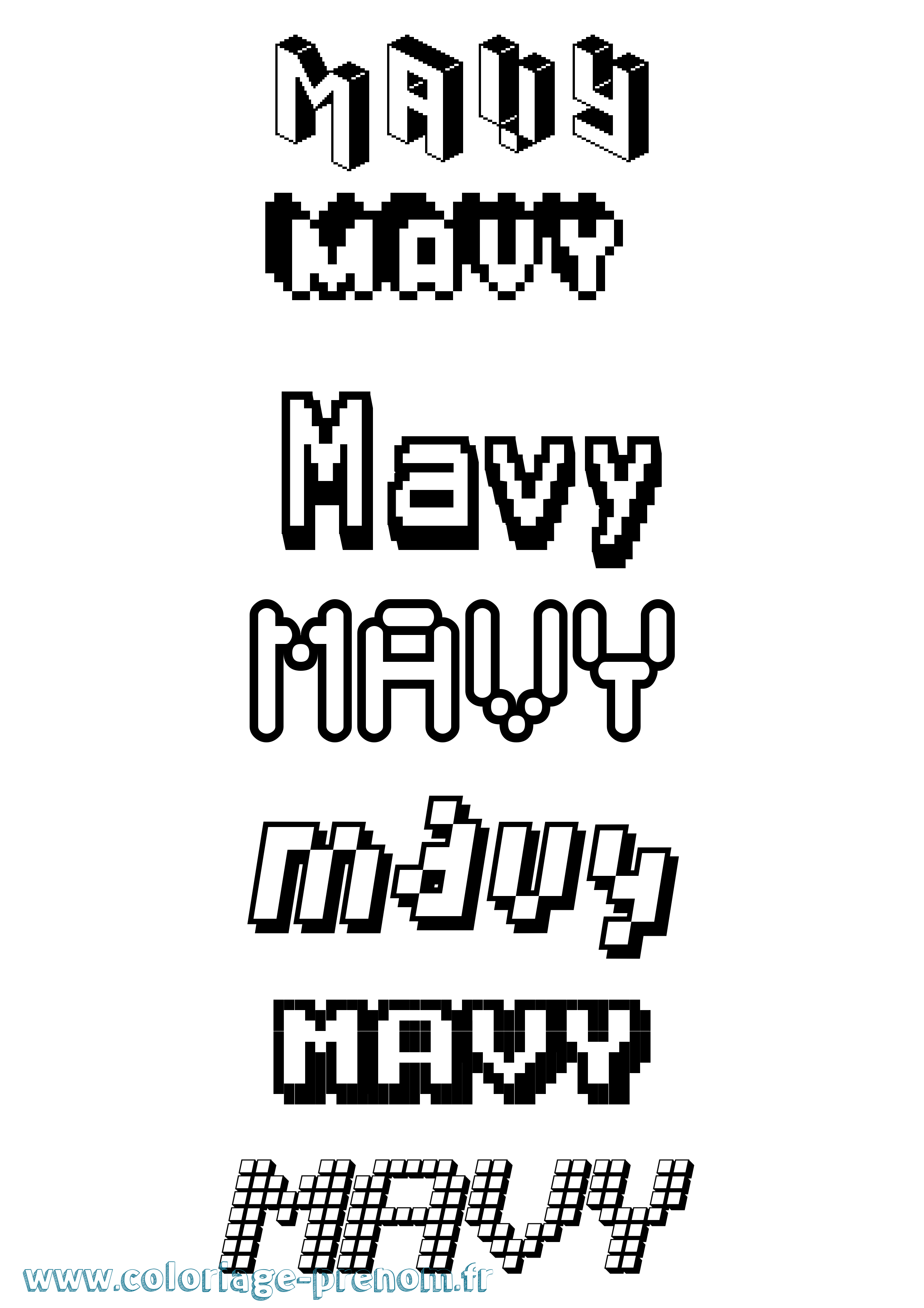 Coloriage prénom Mavy Pixel