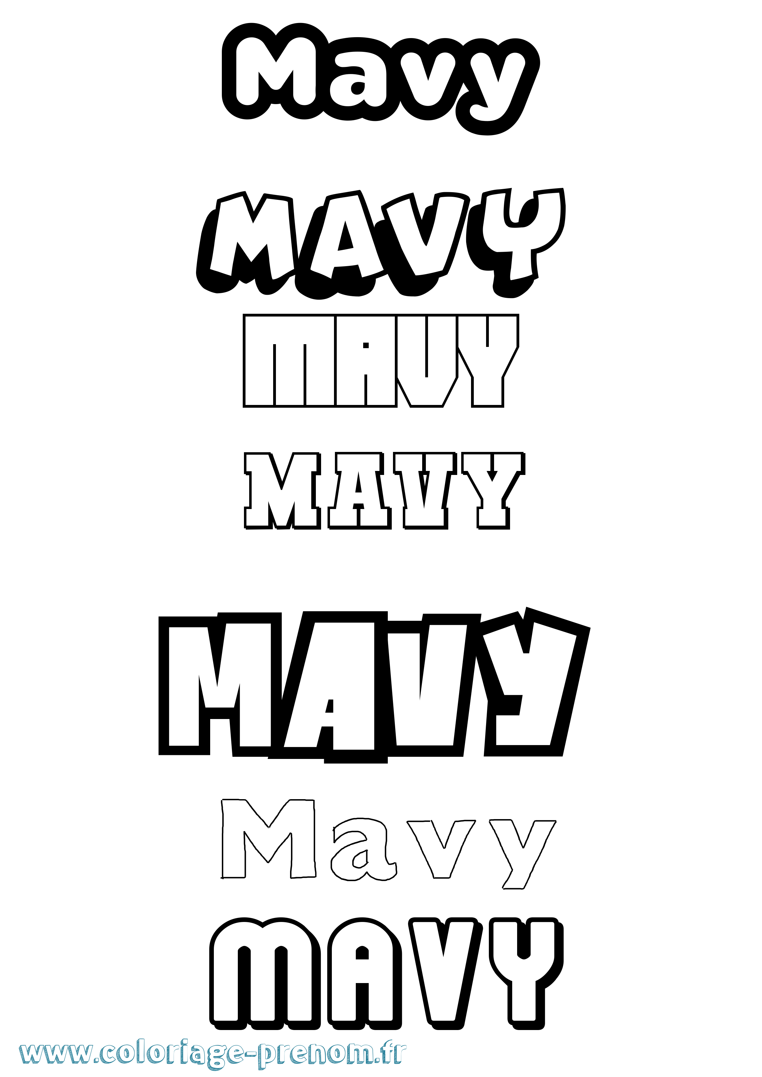 Coloriage prénom Mavy Simple