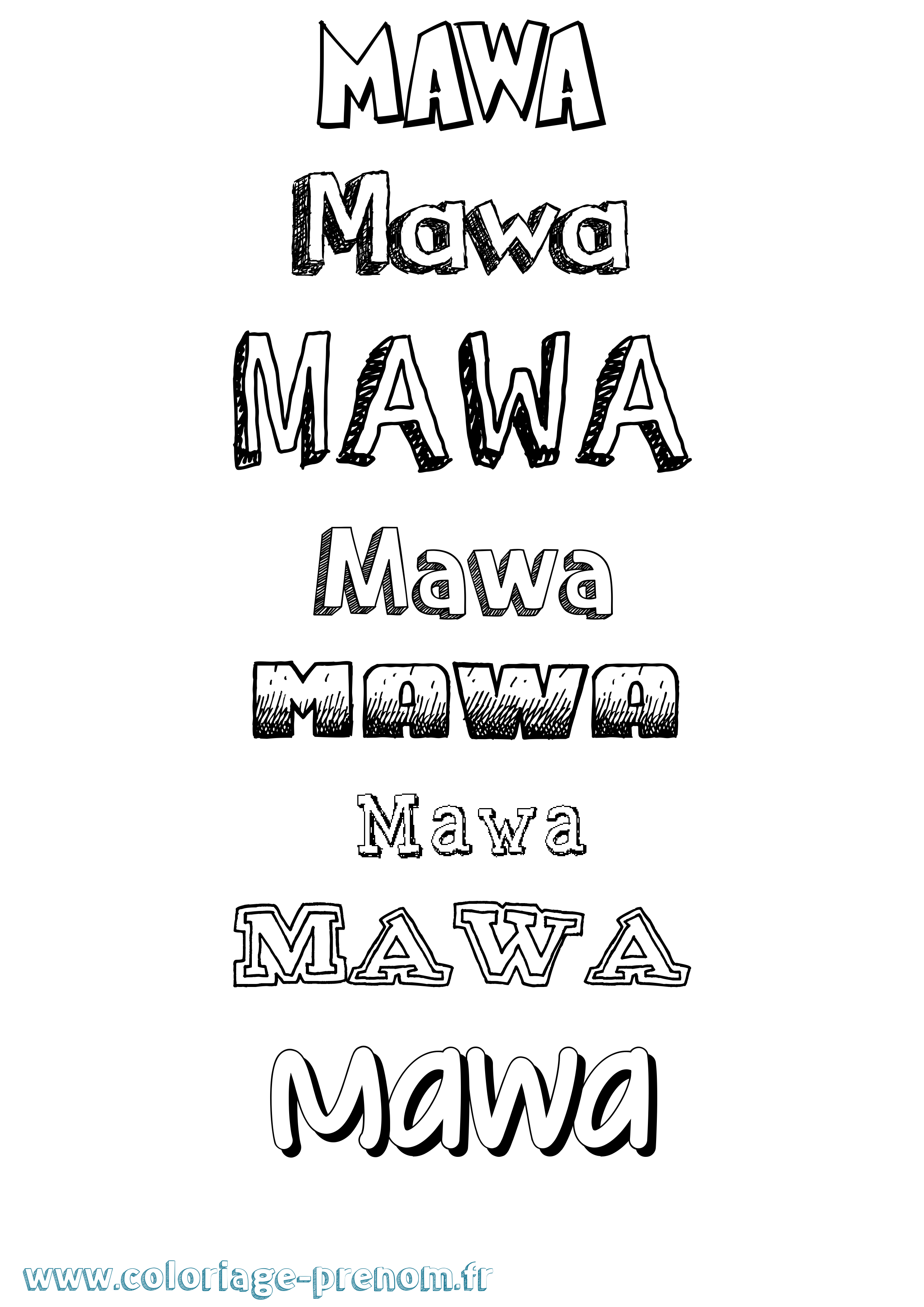 Coloriage prénom Mawa Dessiné