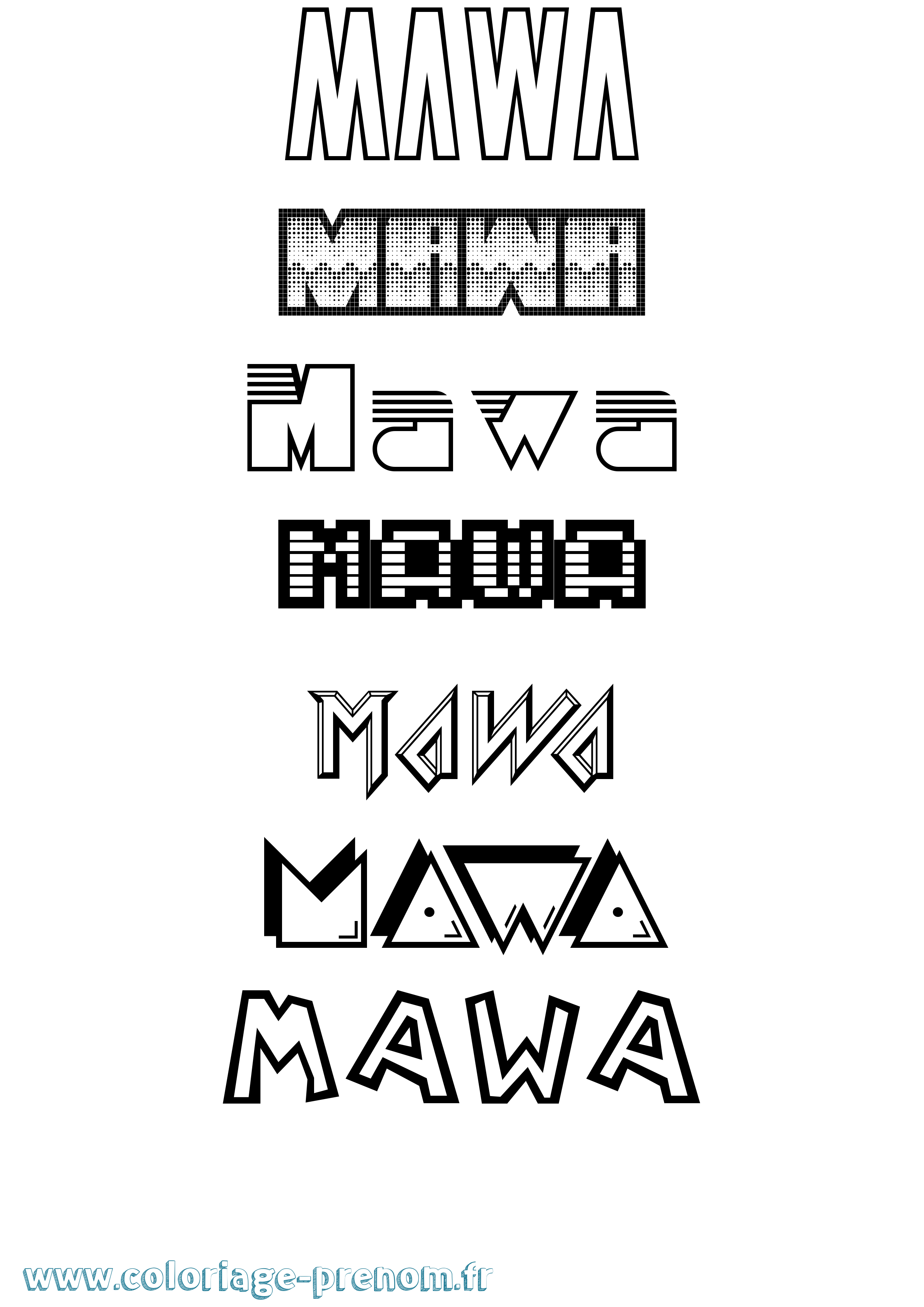 Coloriage prénom Mawa Jeux Vidéos