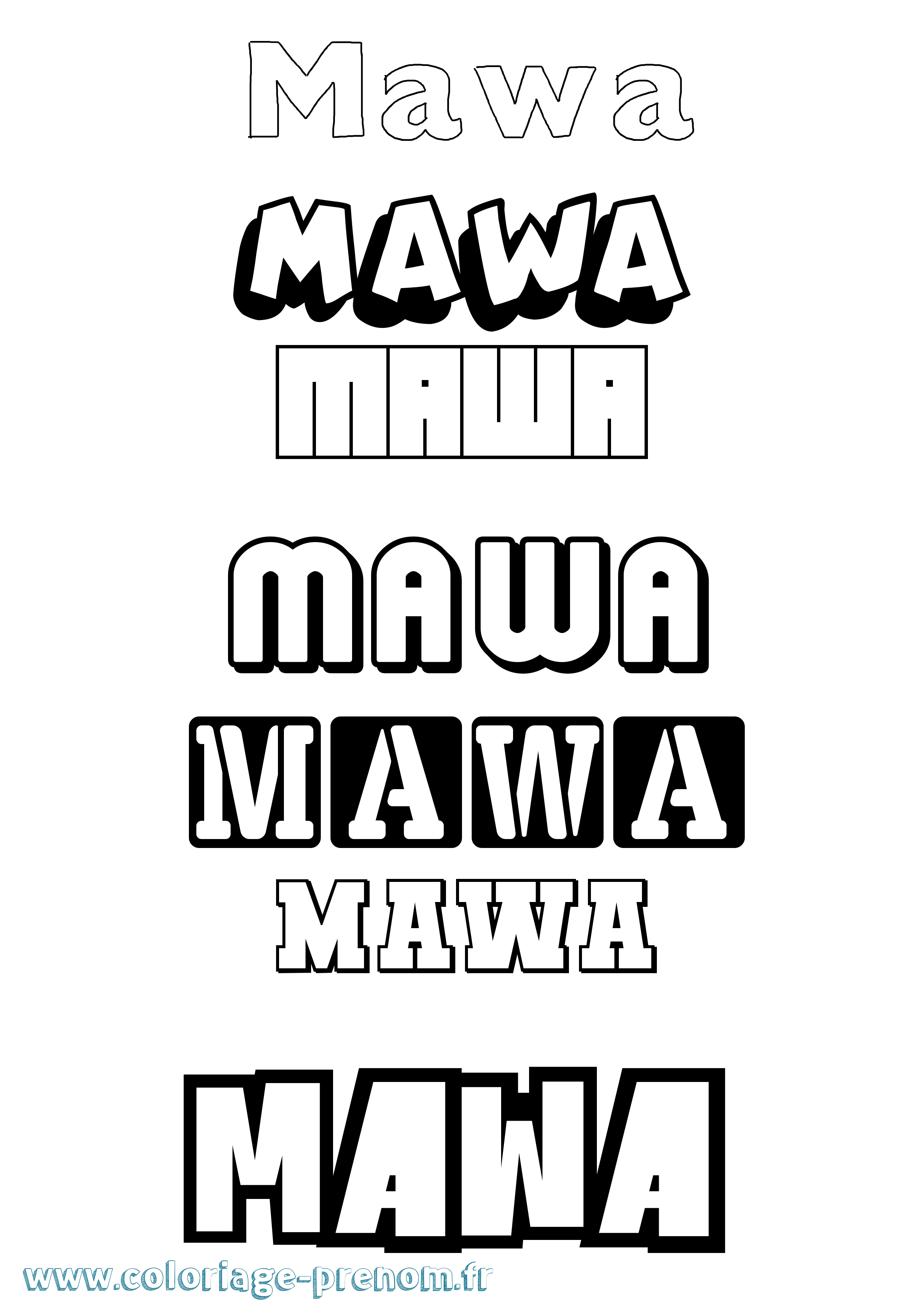 Coloriage prénom Mawa Simple