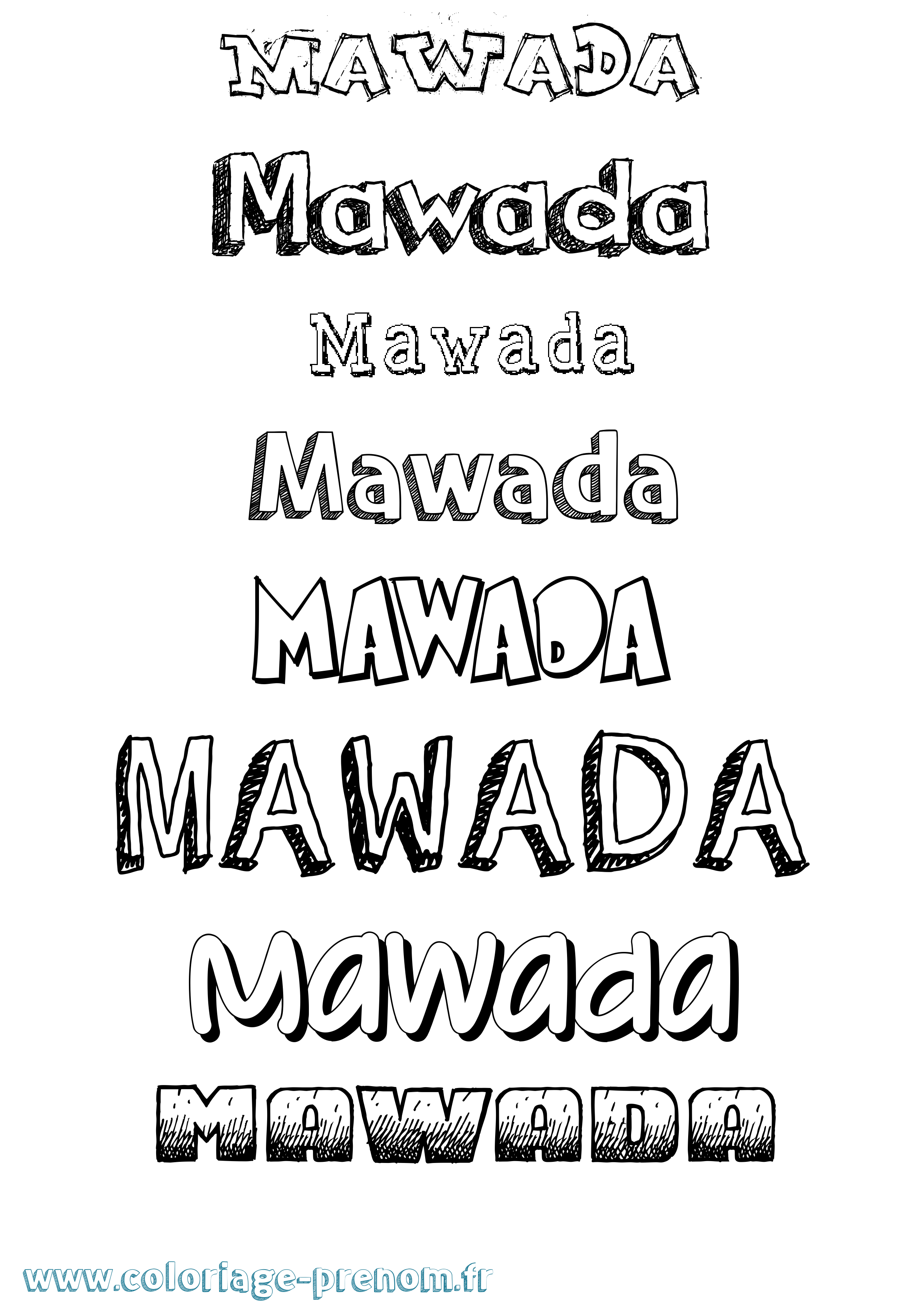 Coloriage prénom Mawada Dessiné