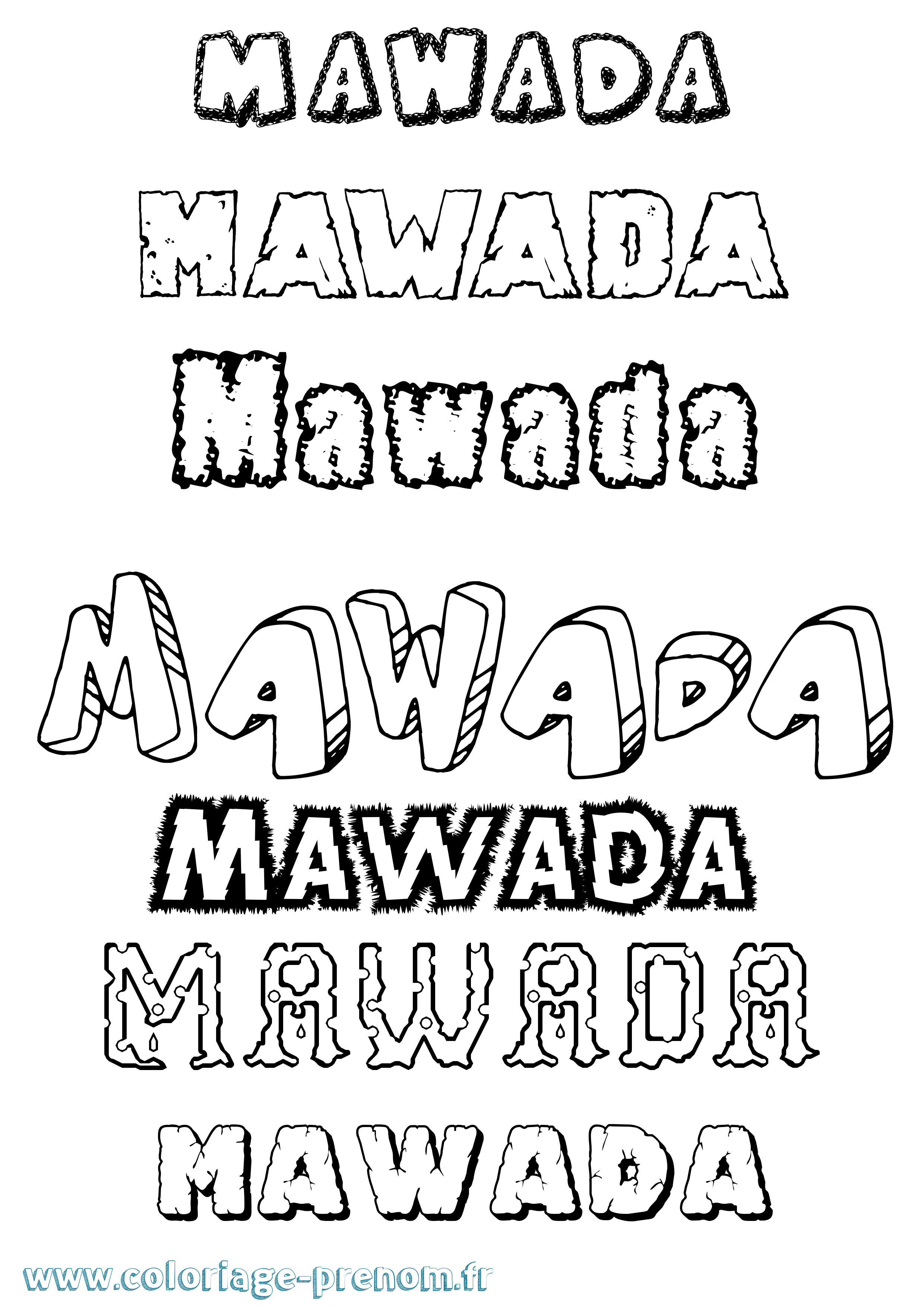 Coloriage prénom Mawada Destructuré