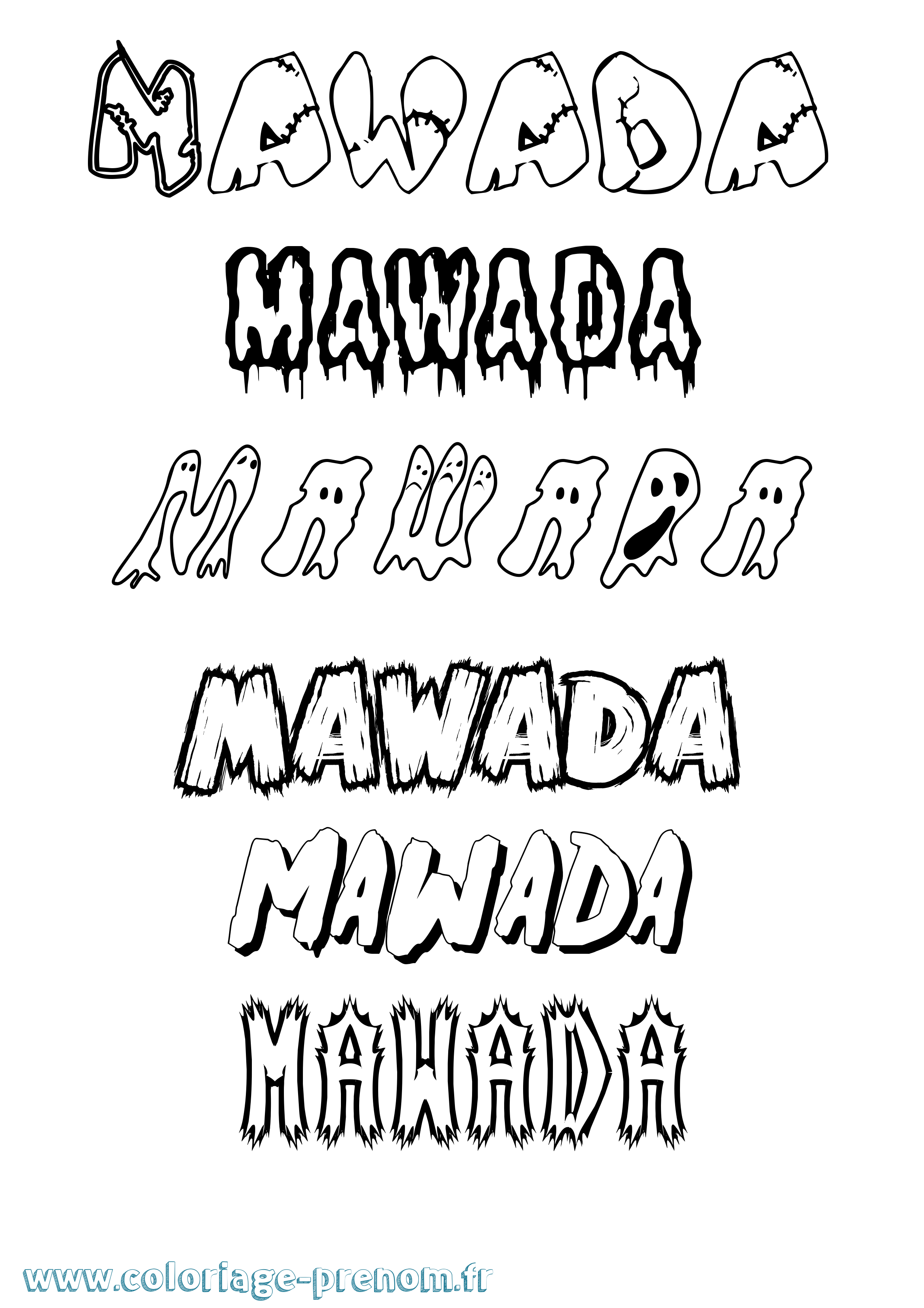 Coloriage prénom Mawada Frisson