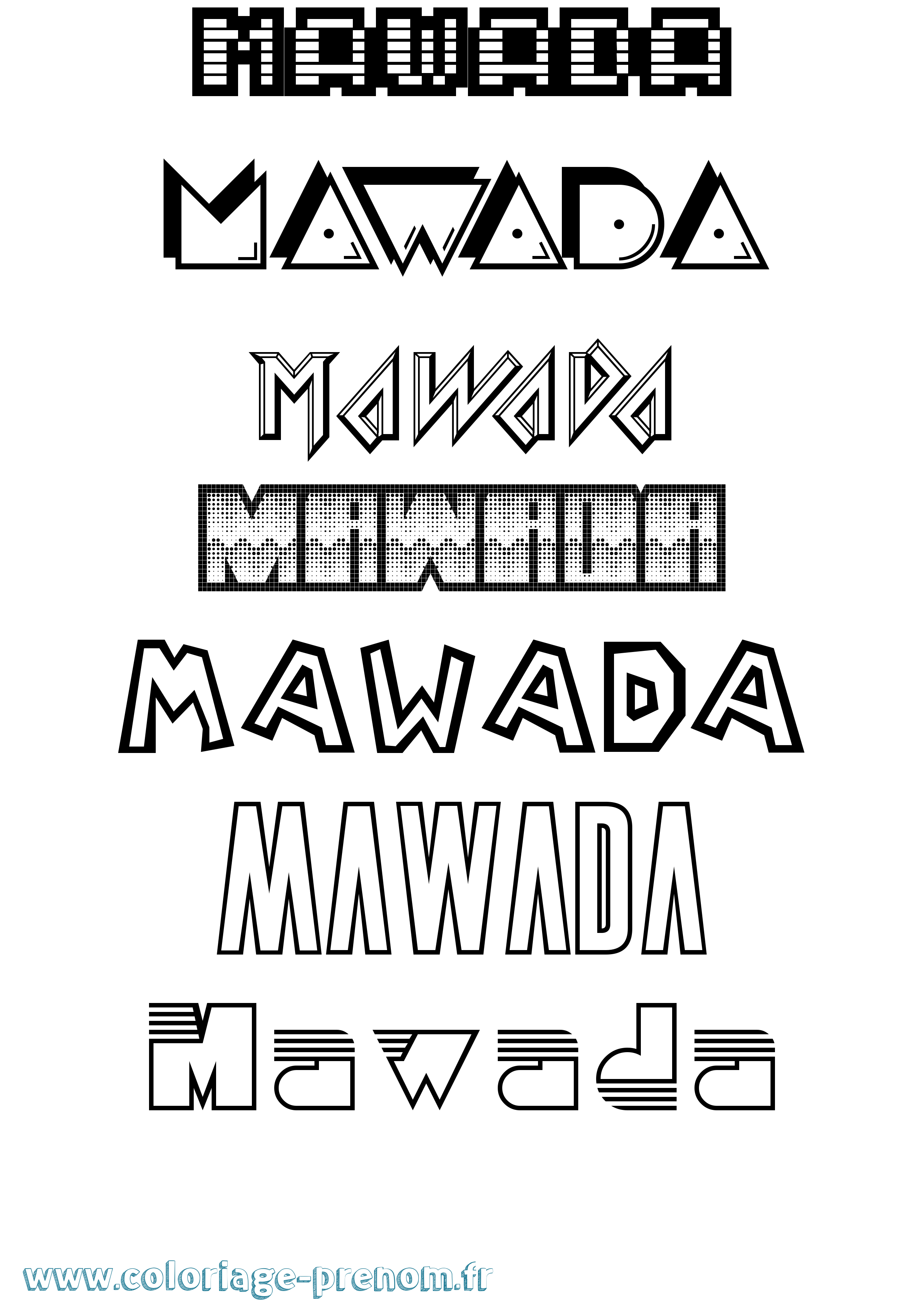 Coloriage prénom Mawada Jeux Vidéos
