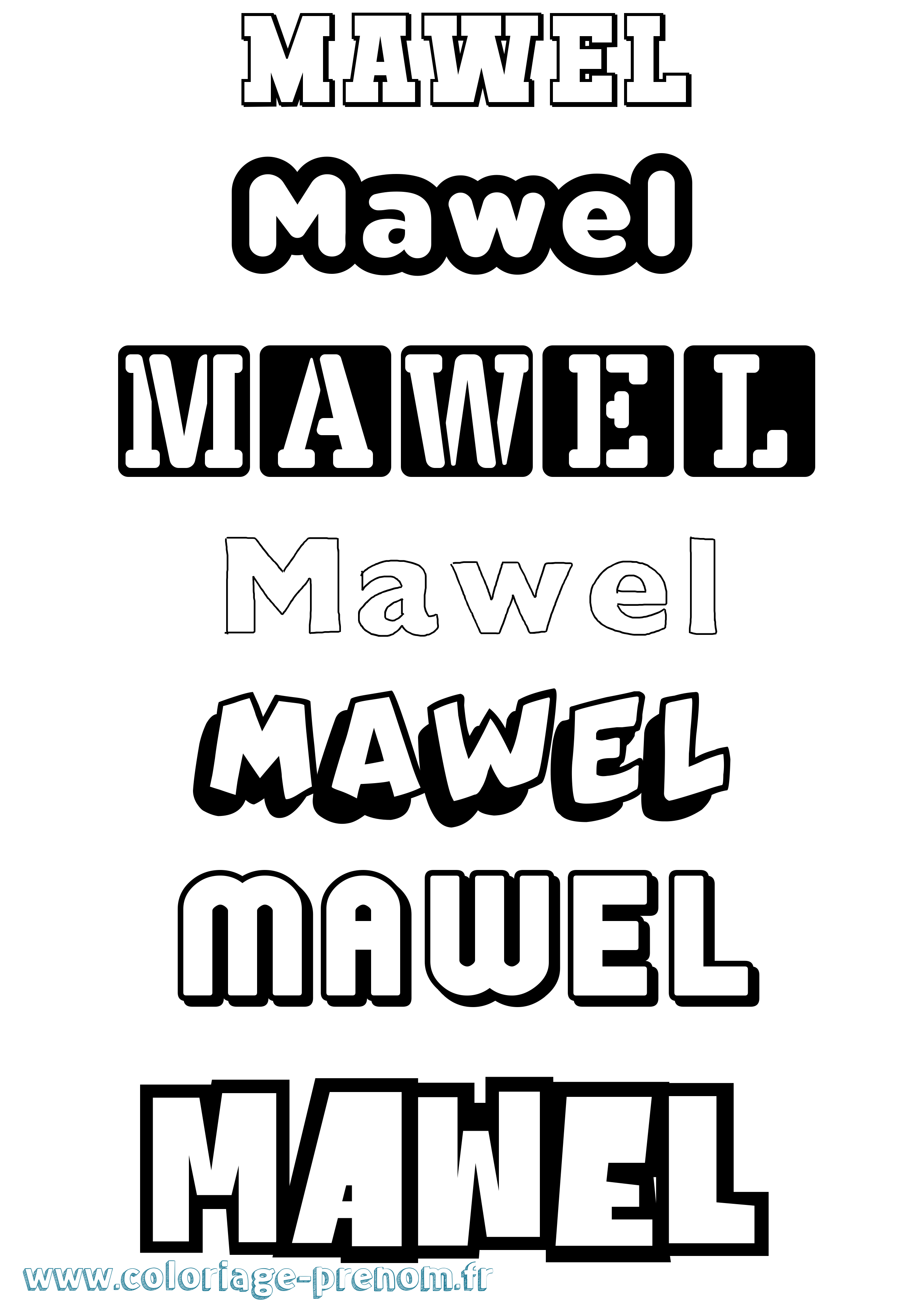 Coloriage prénom Mawel Simple
