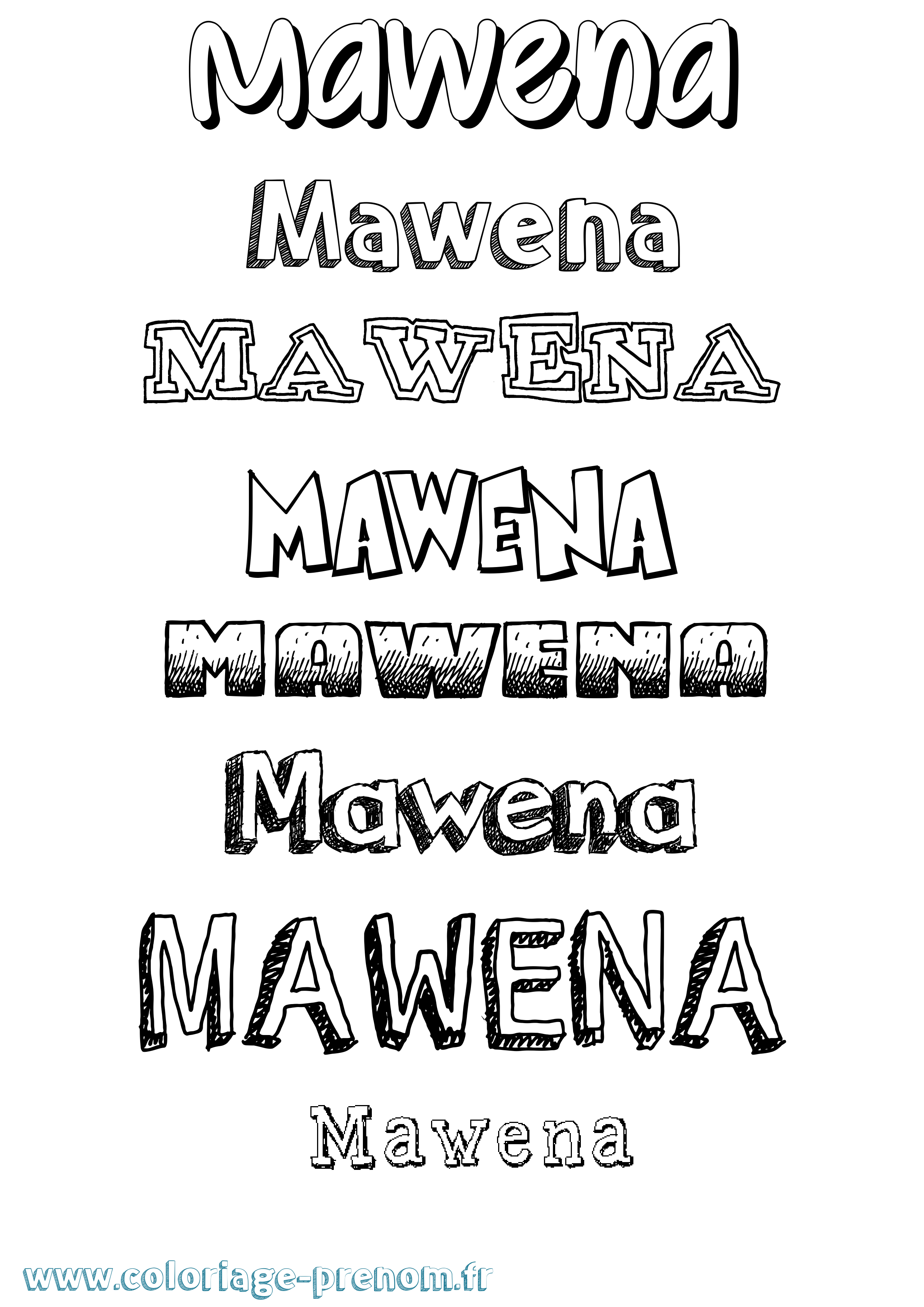 Coloriage prénom Mawena Dessiné