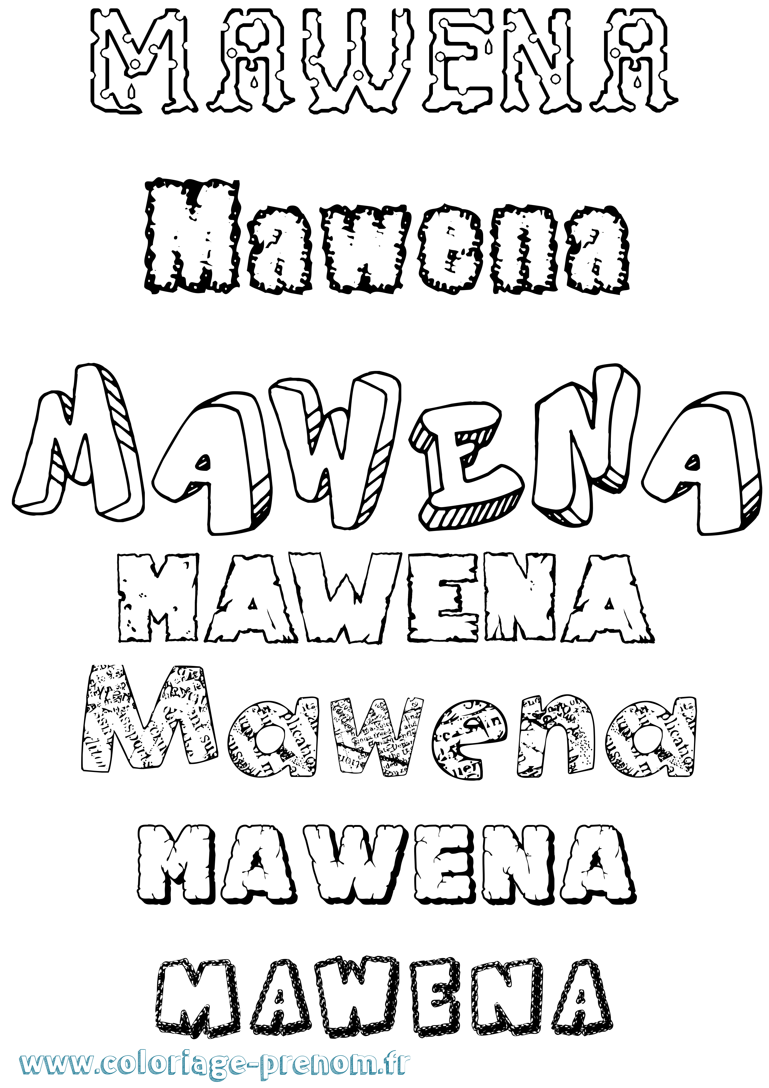 Coloriage prénom Mawena Destructuré