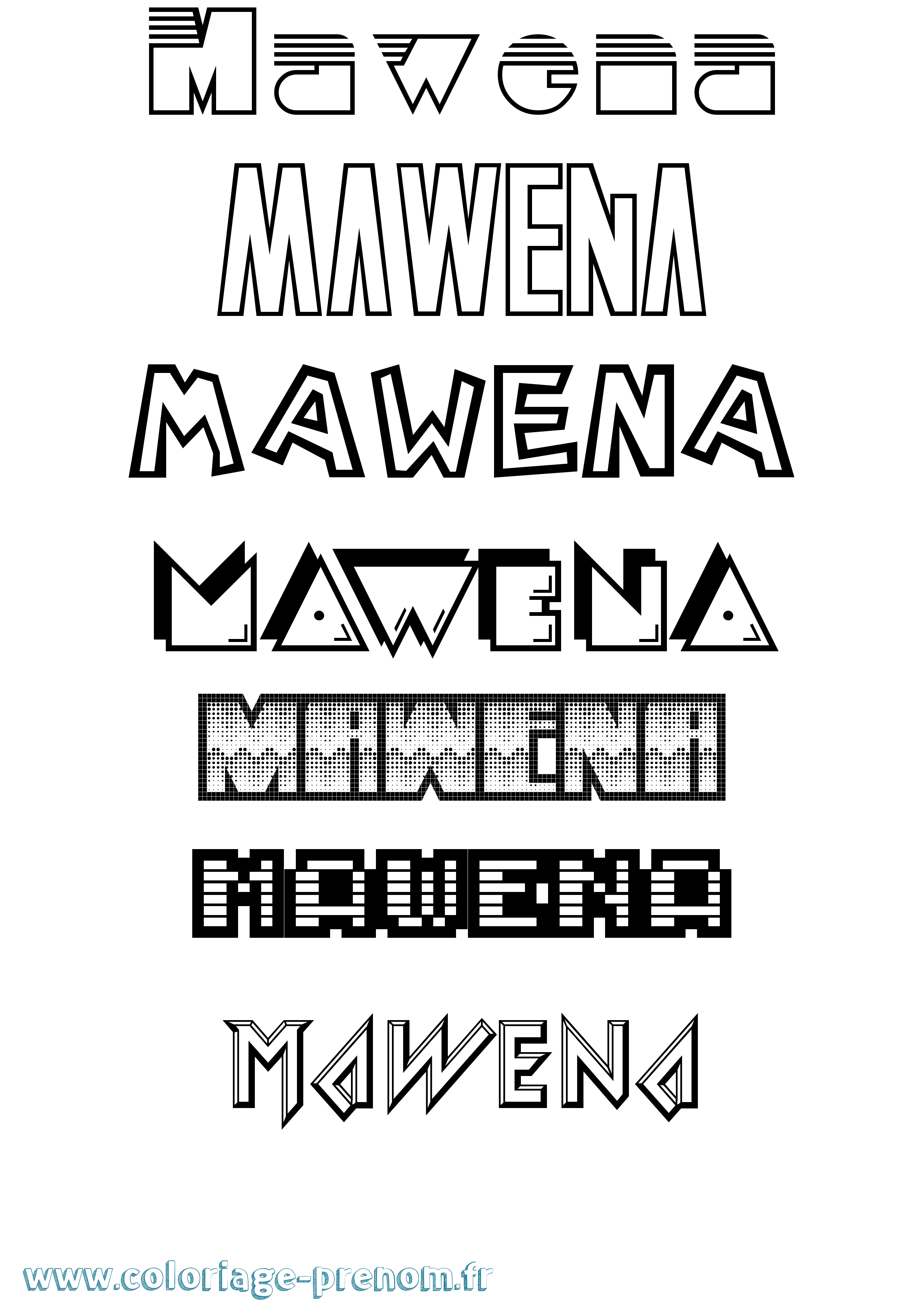 Coloriage prénom Mawena Jeux Vidéos