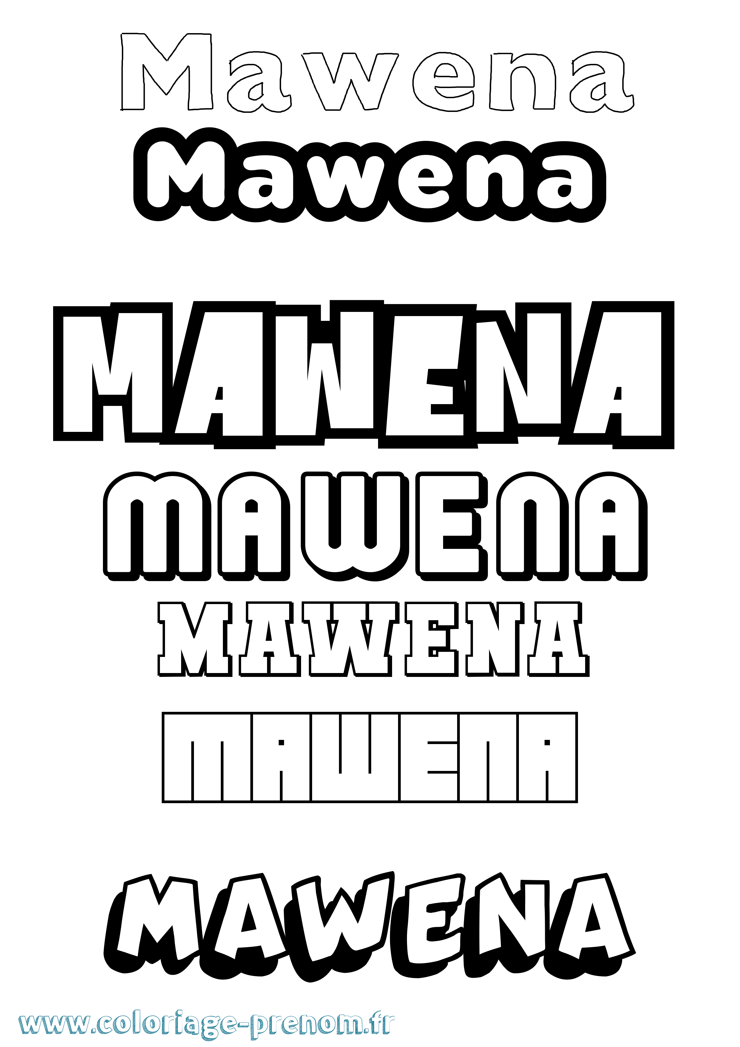 Coloriage prénom Mawena Simple