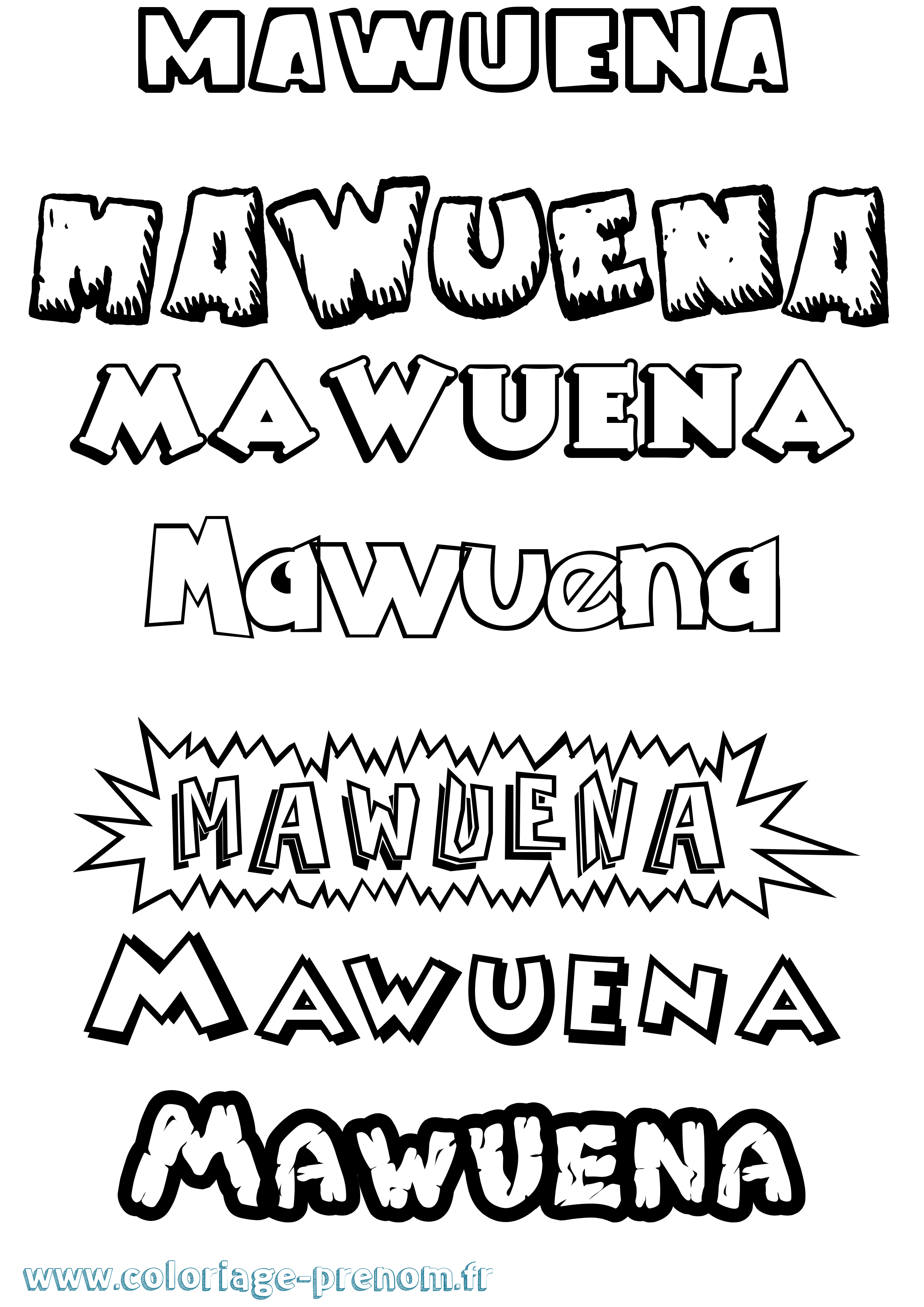 Coloriage prénom Mawuena Dessin Animé