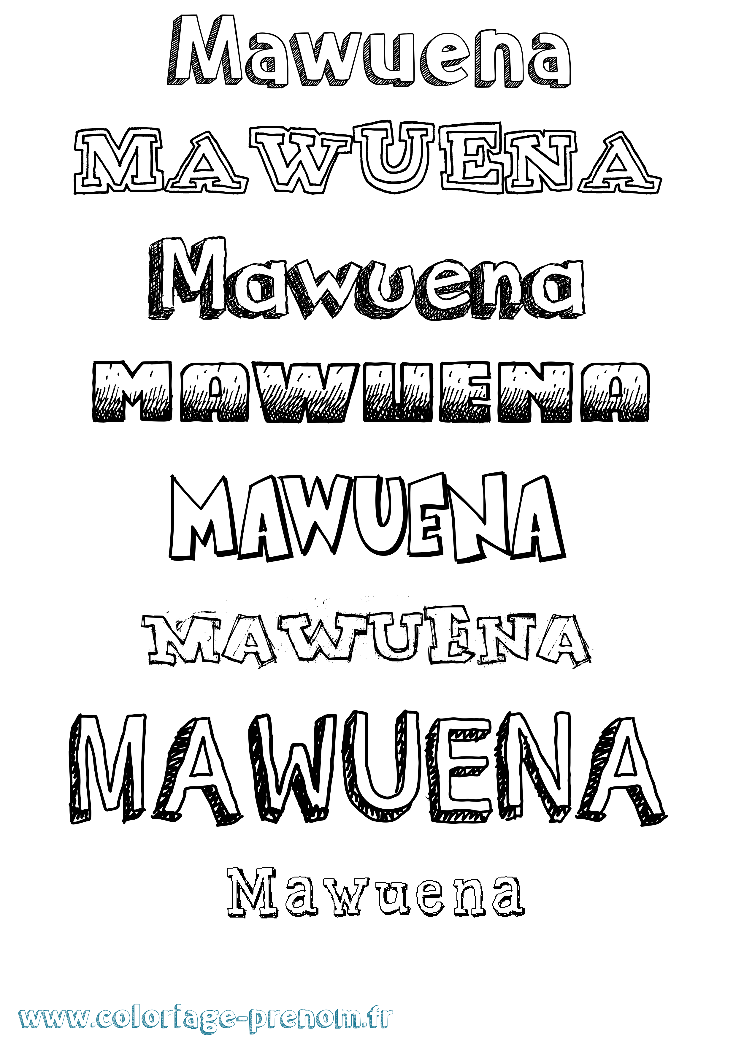 Coloriage prénom Mawuena Dessiné