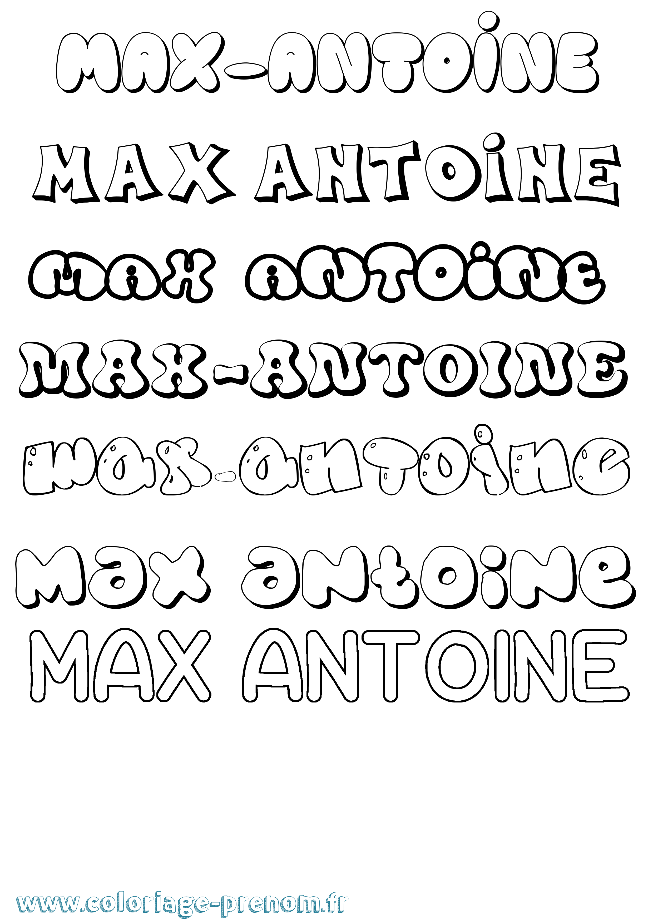 Coloriage prénom Max-Antoine Bubble