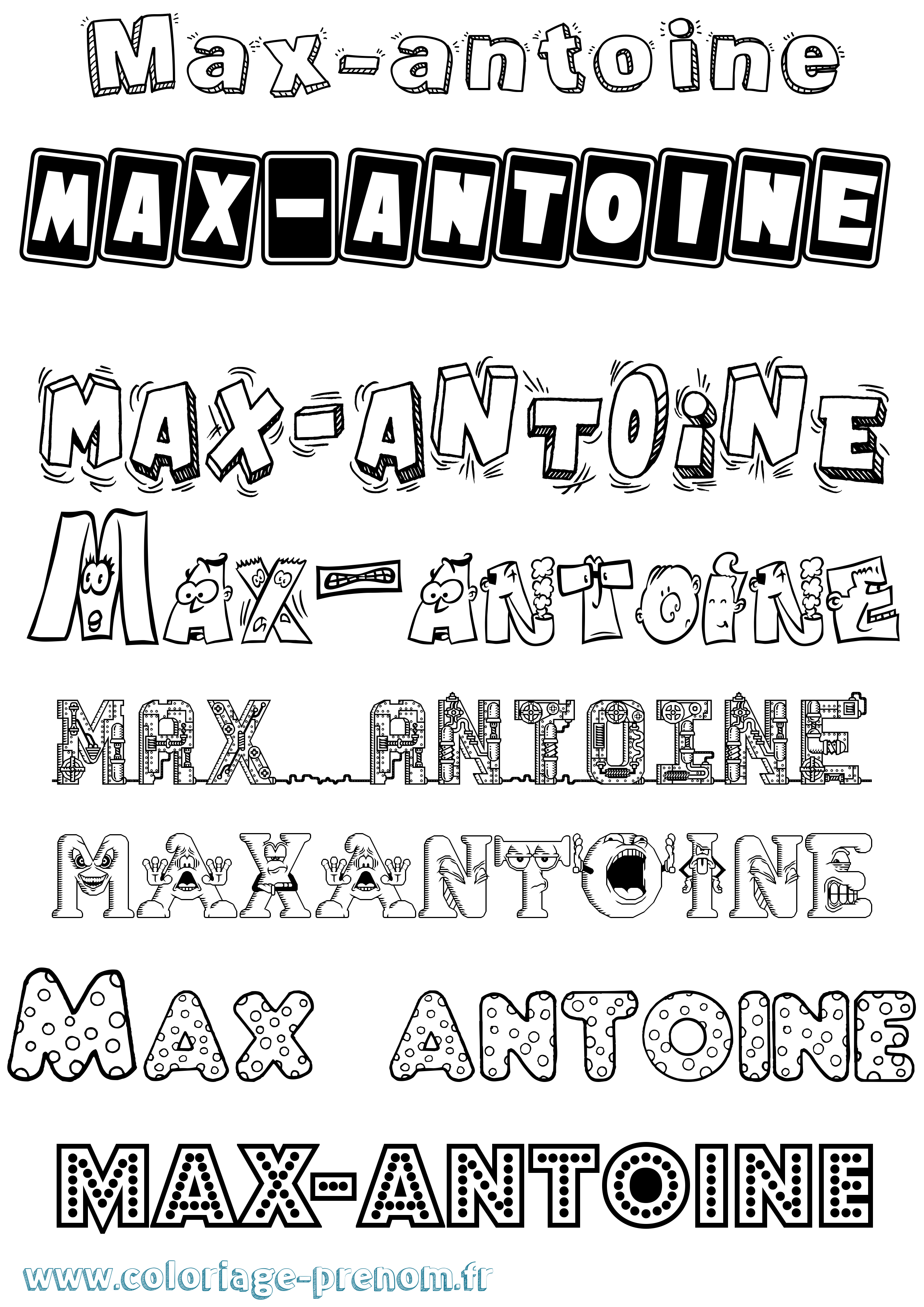 Coloriage prénom Max-Antoine Fun