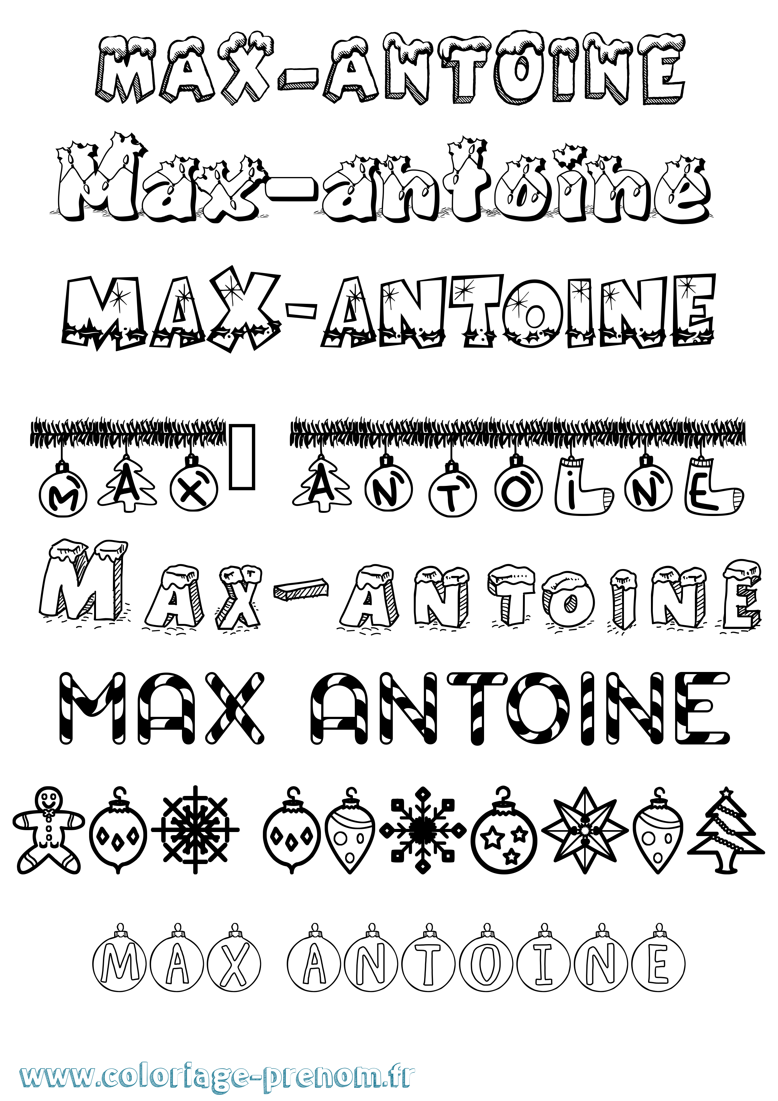 Coloriage prénom Max-Antoine Noël
