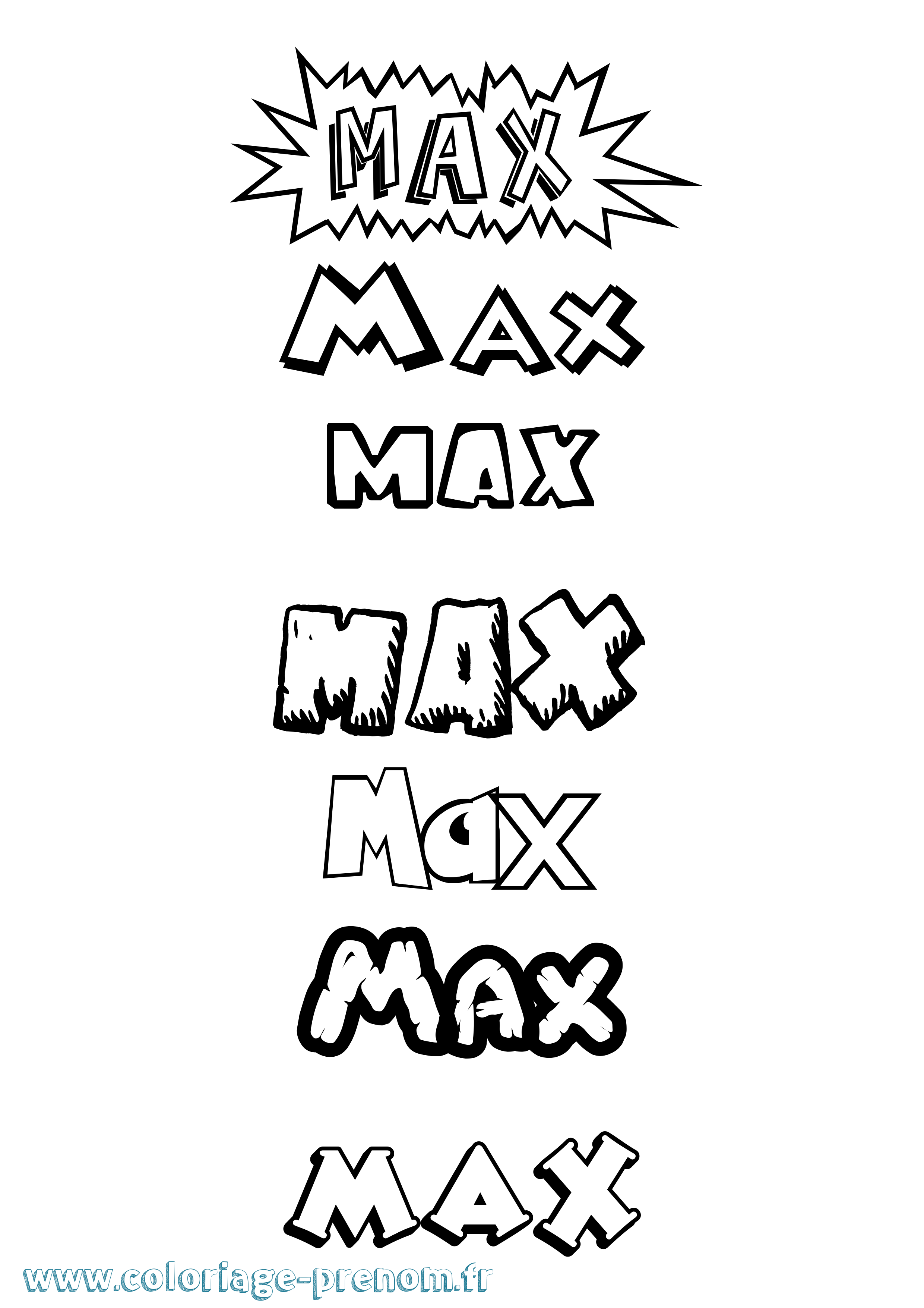 Coloriage Max Dessin Animé Coloriage prénom Max Dessin Animé