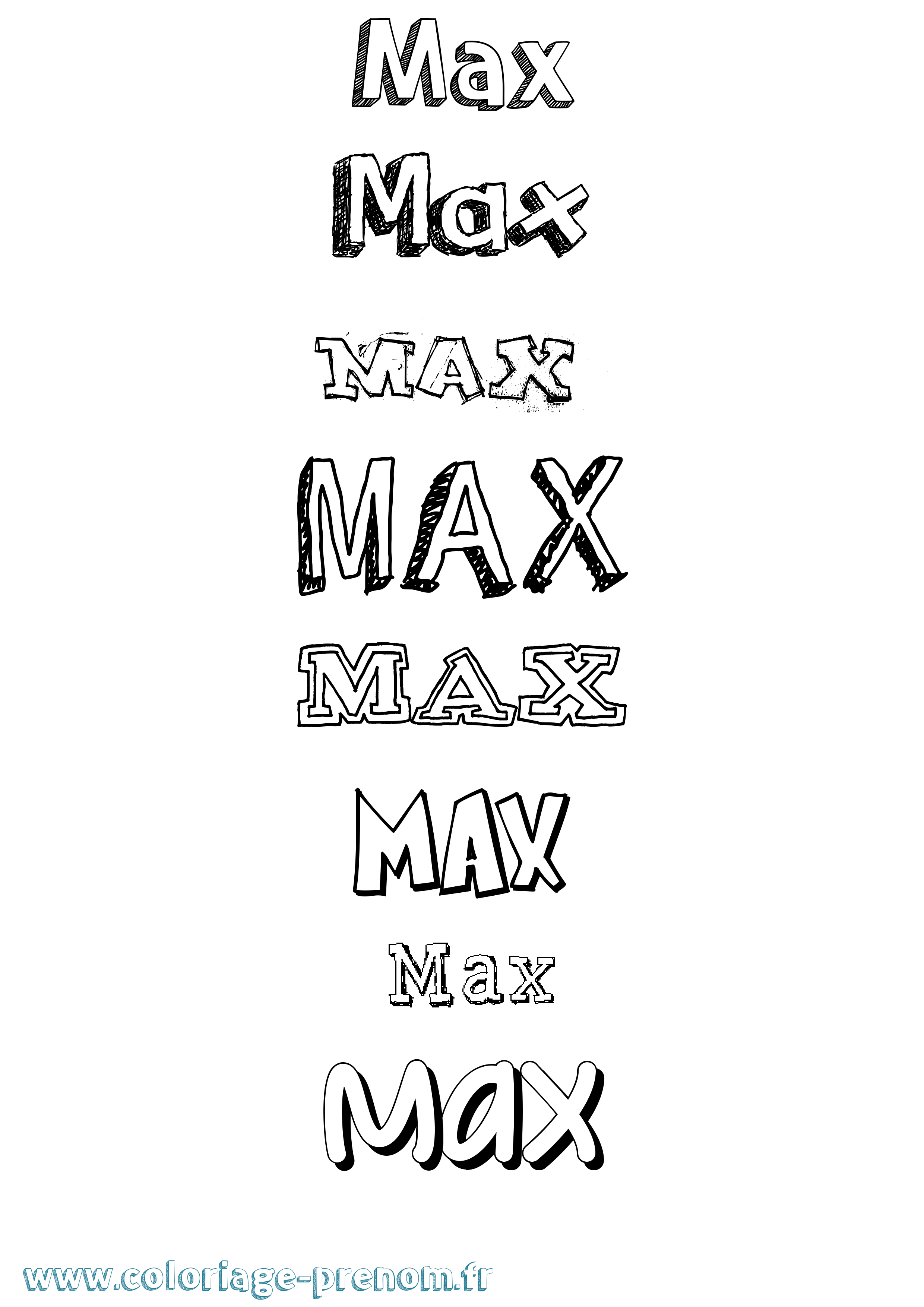 Coloriage prénom Max Dessiné