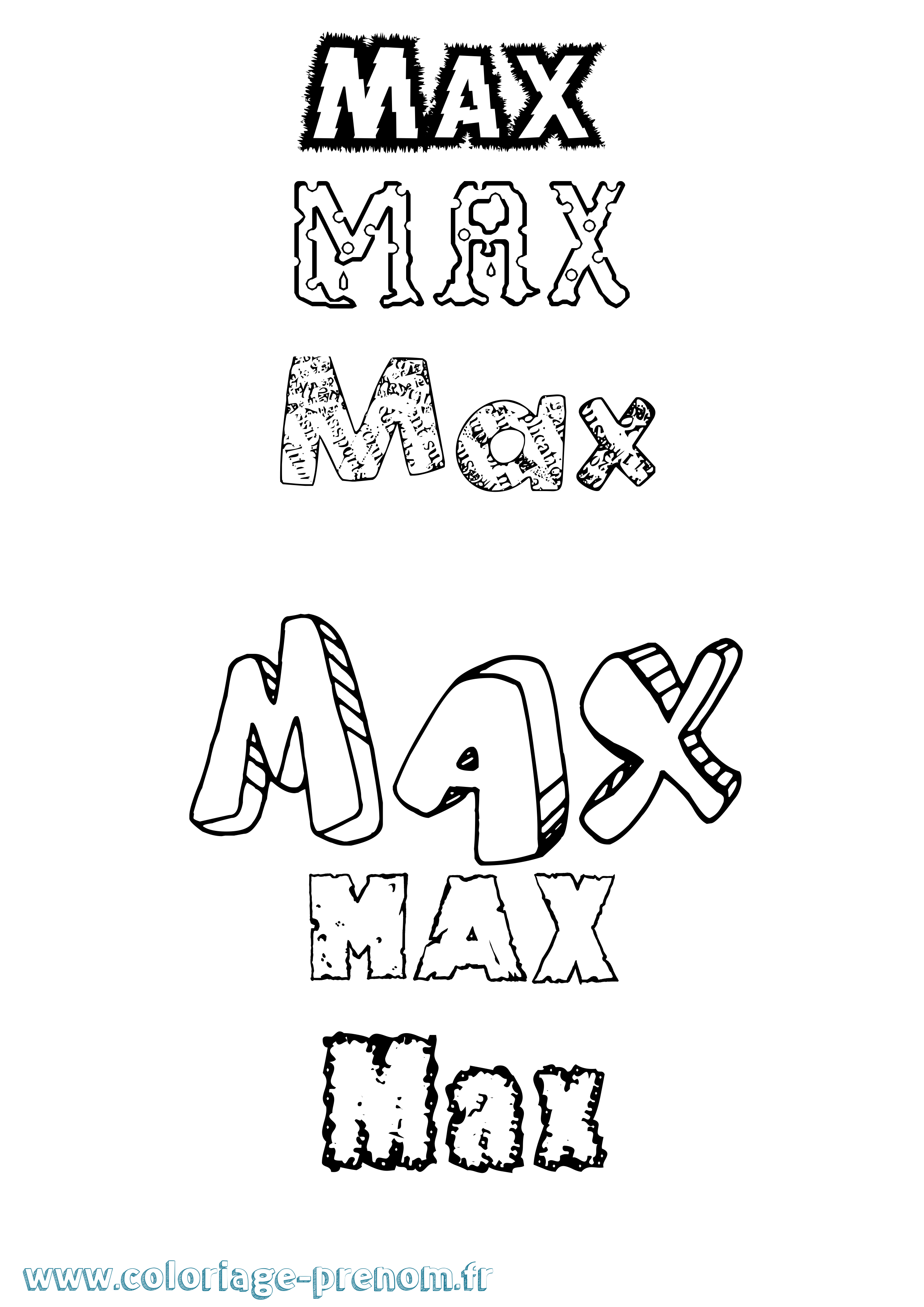 Coloriage prénom Max Destructuré