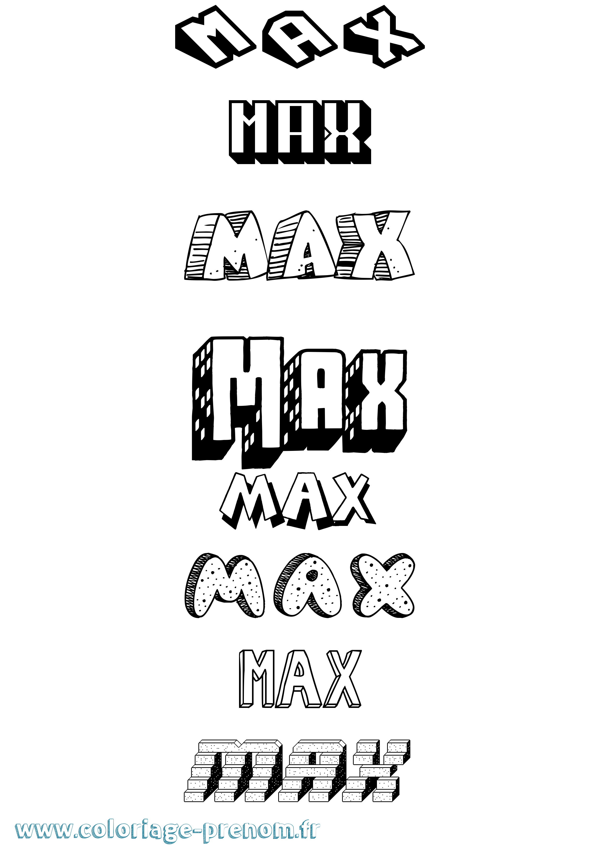 Coloriage prénom Max Effet 3D