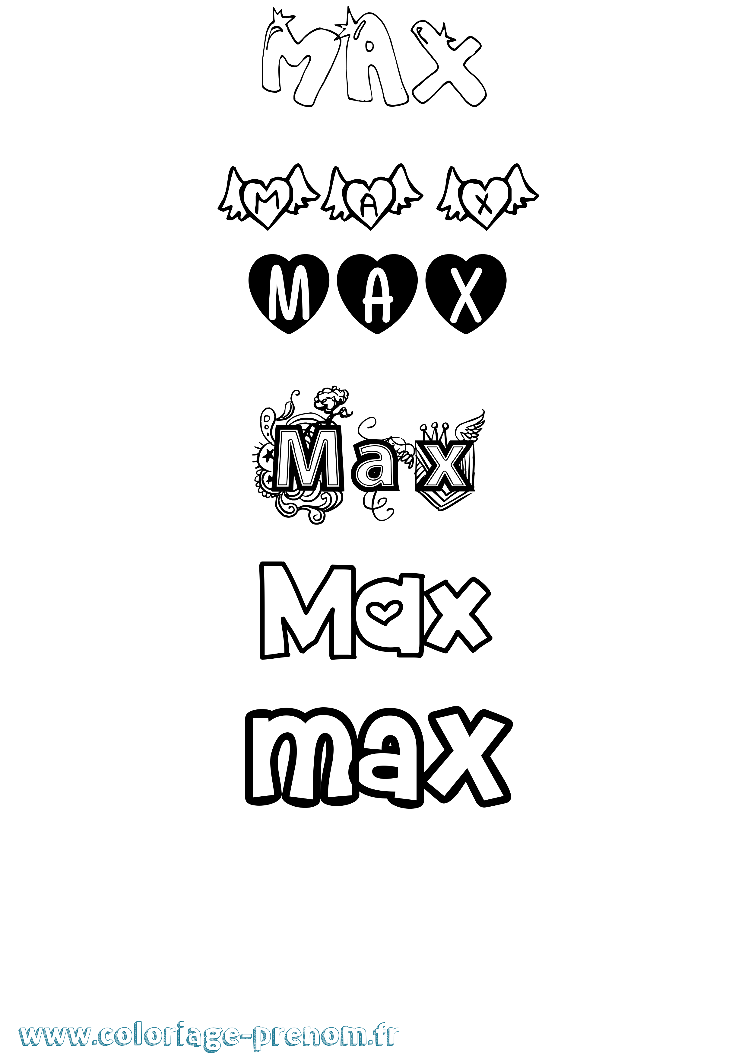 Coloriage prénom Max Girly