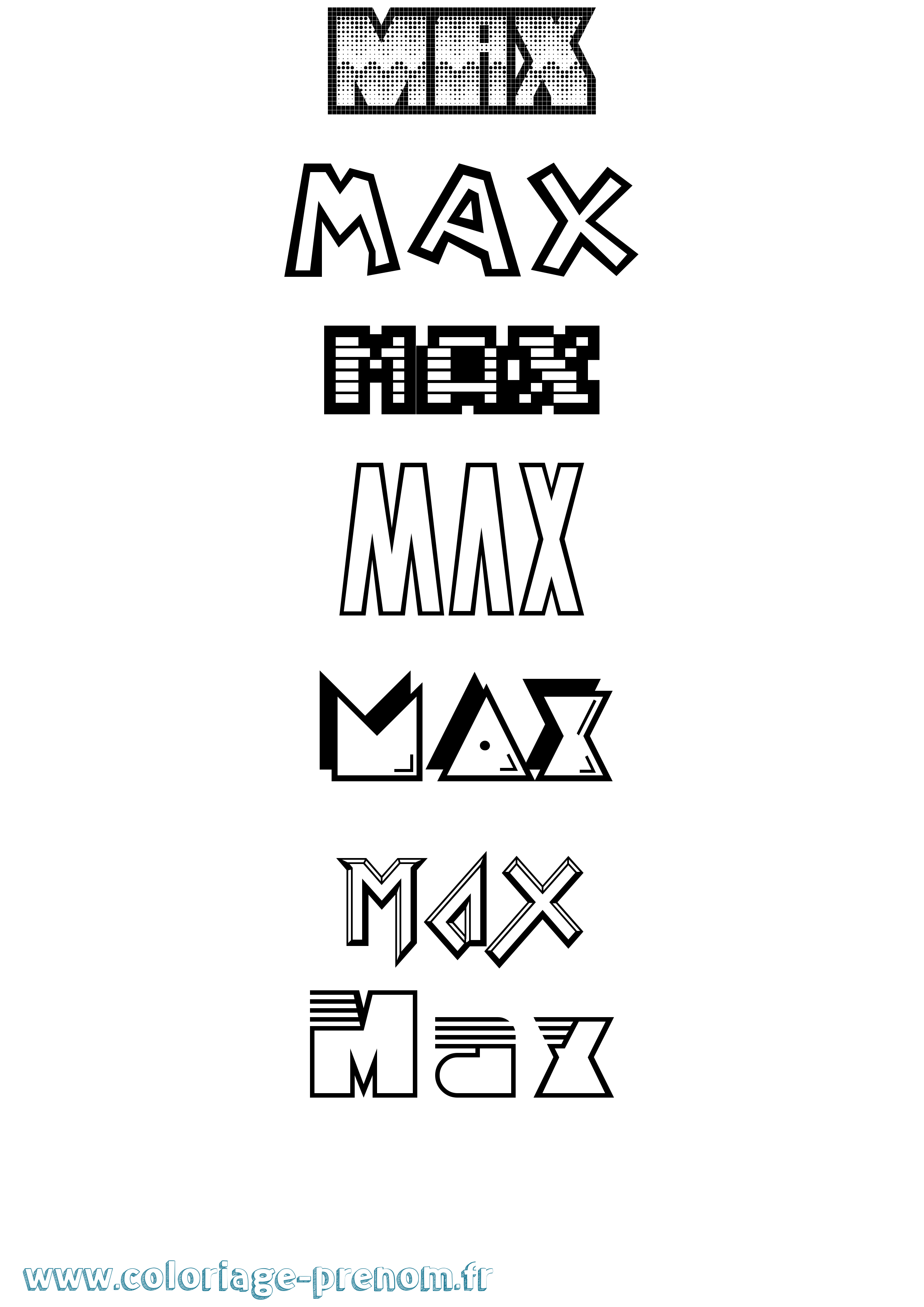 Coloriage prénom Max Jeux Vidéos