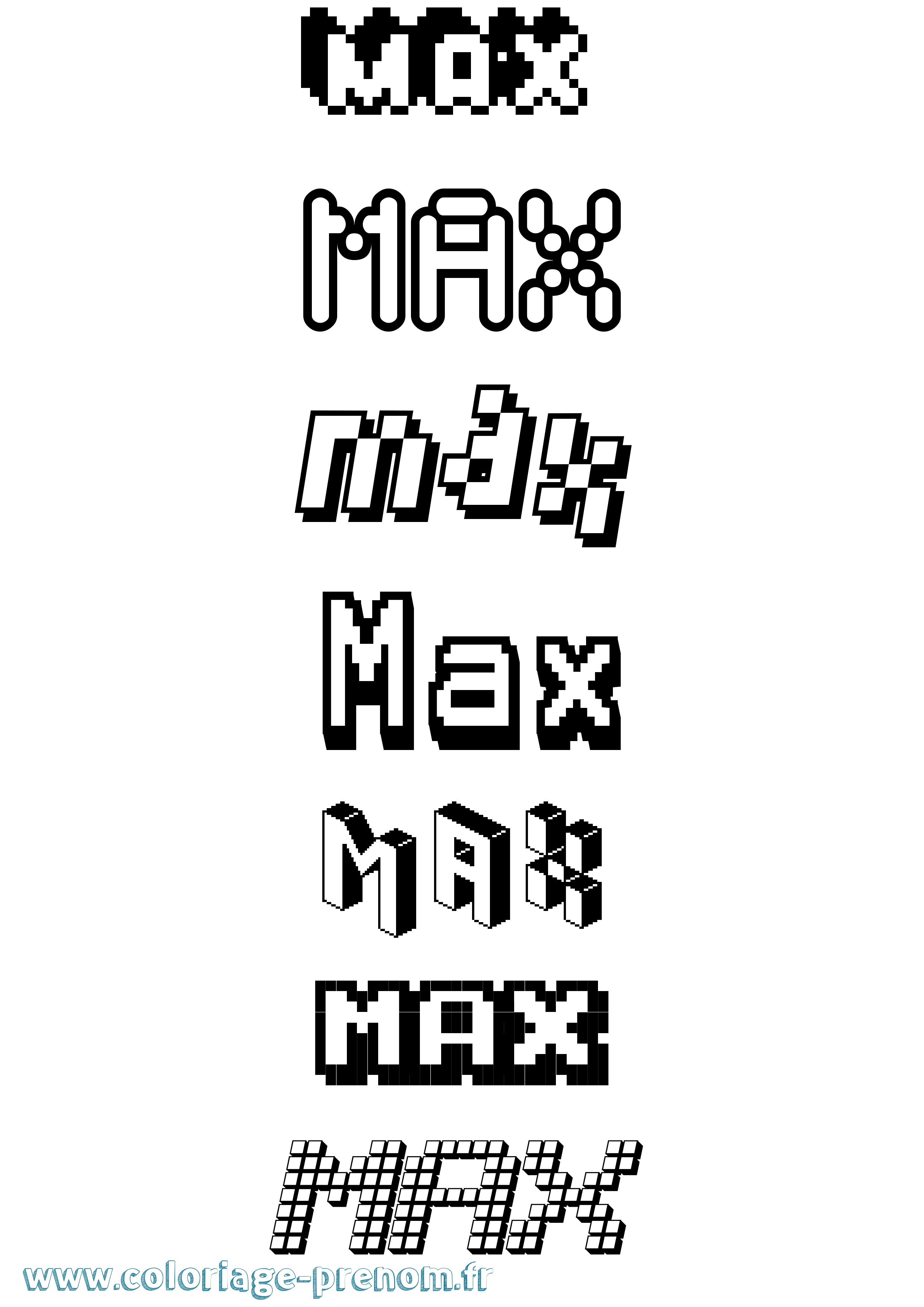 Coloriage prénom Max Pixel