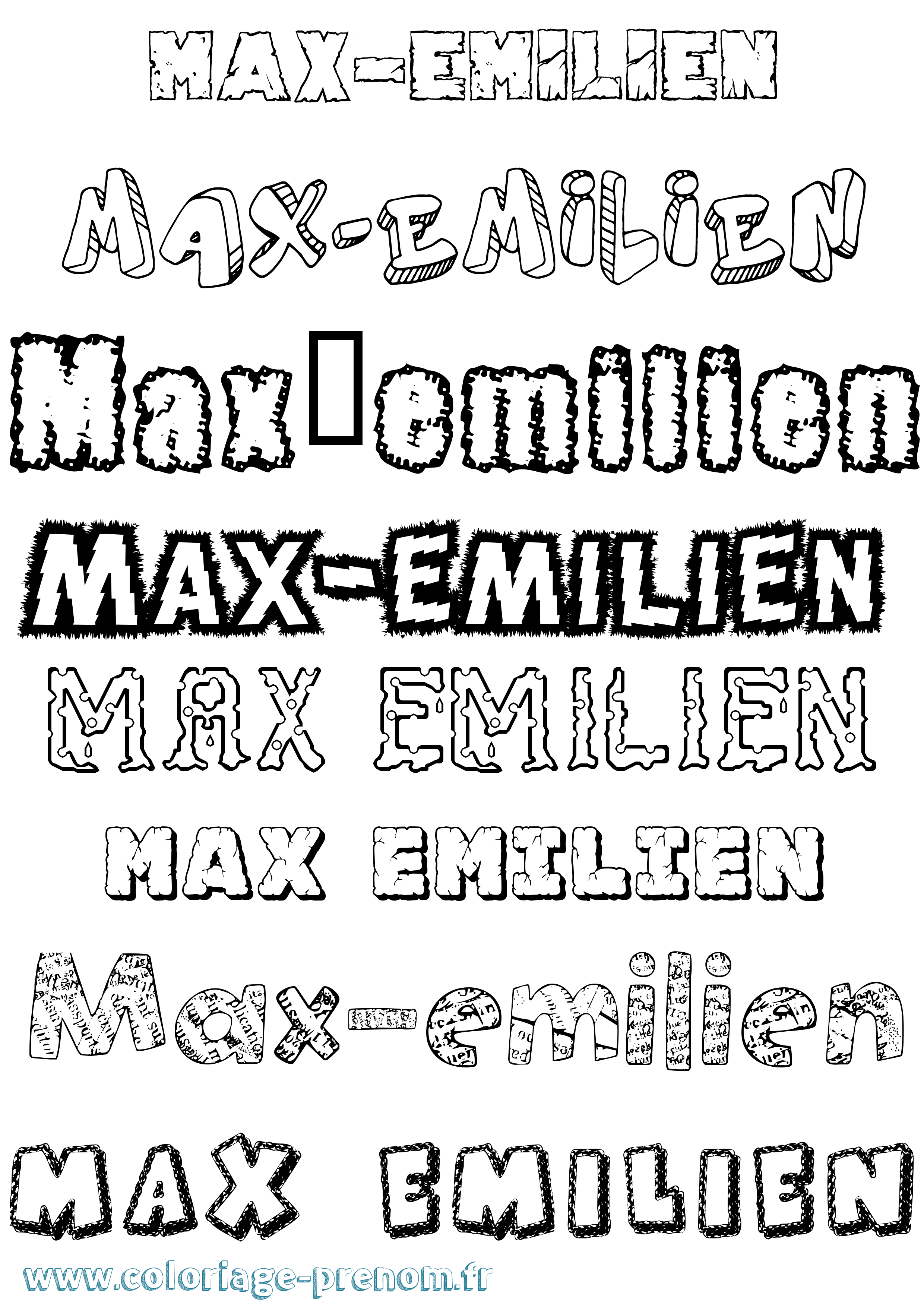 Coloriage prénom Max-Emilien Destructuré