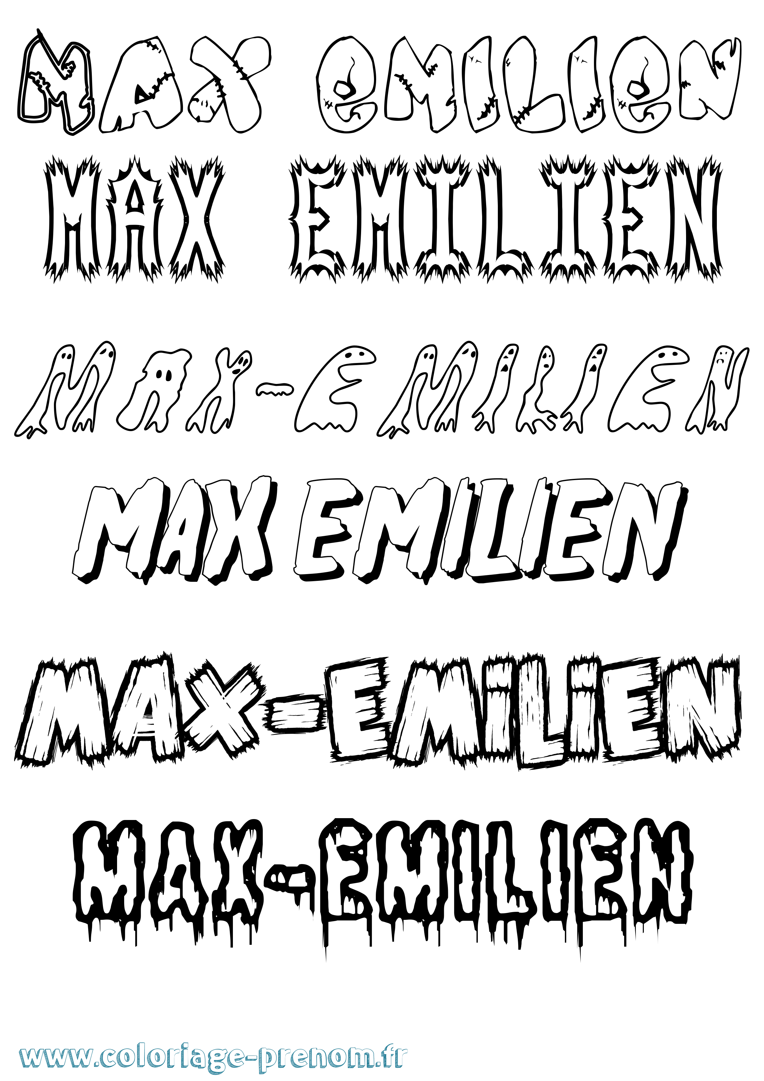Coloriage prénom Max-Emilien Frisson