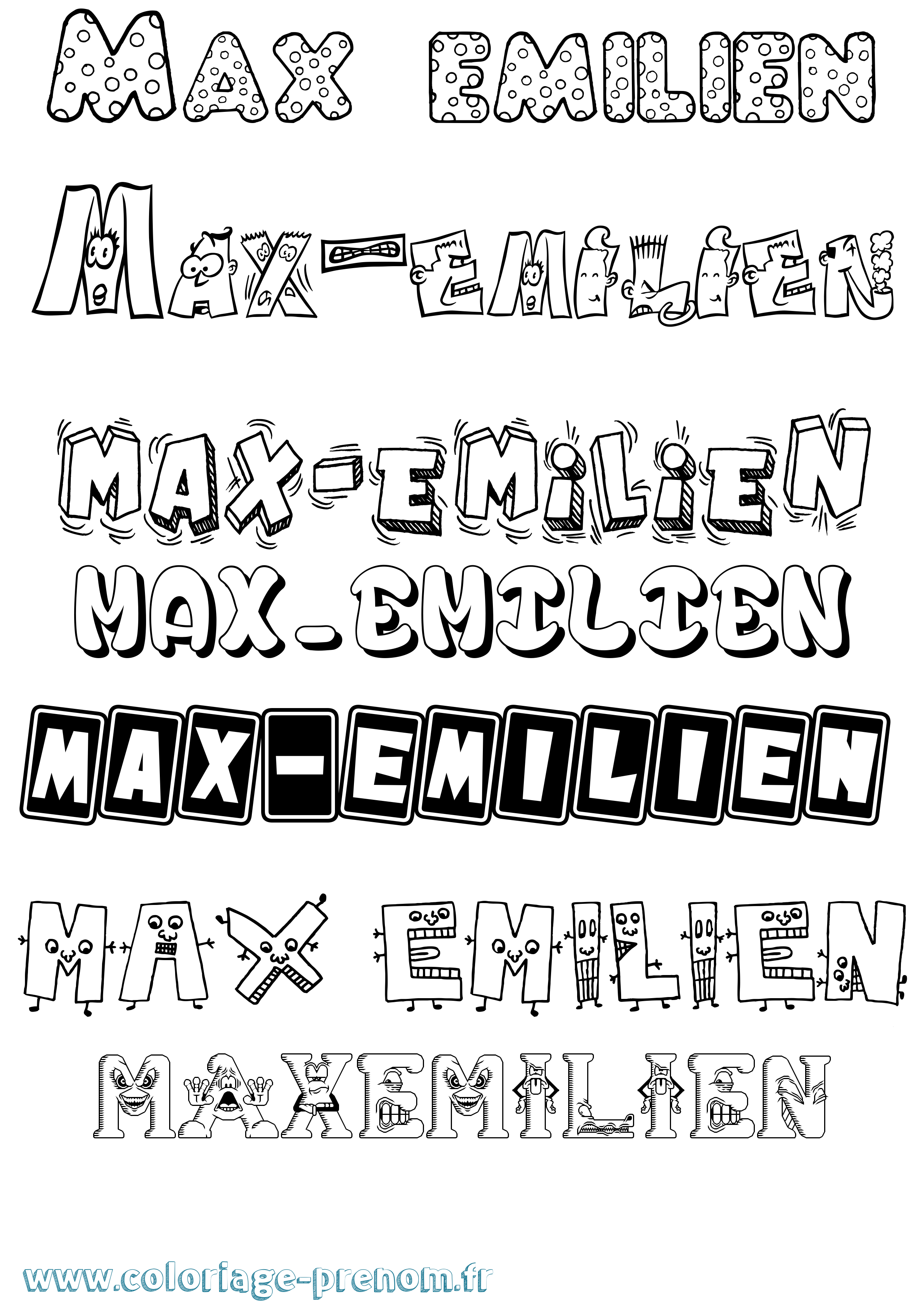 Coloriage prénom Max-Emilien Fun