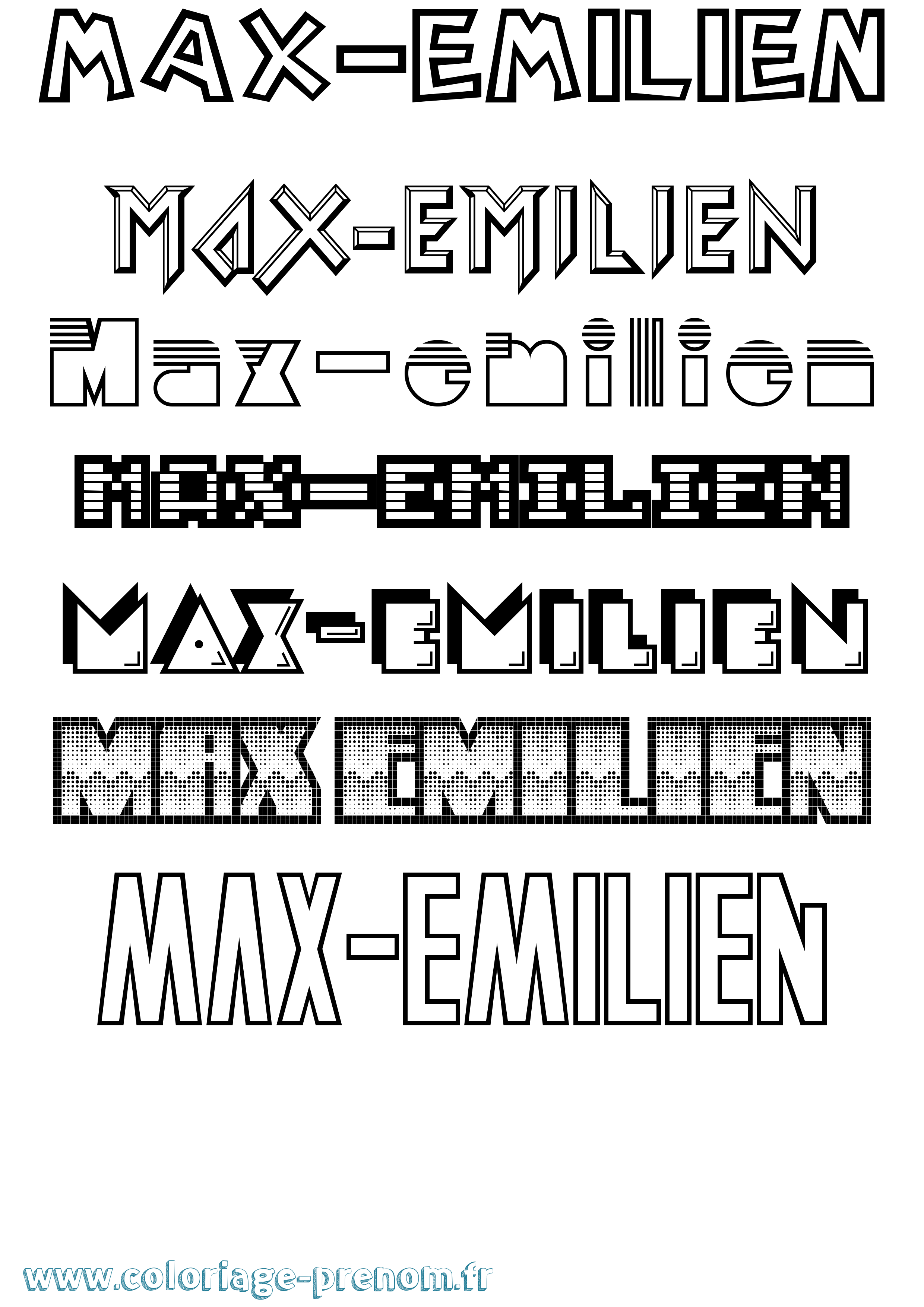Coloriage prénom Max-Emilien Jeux Vidéos
