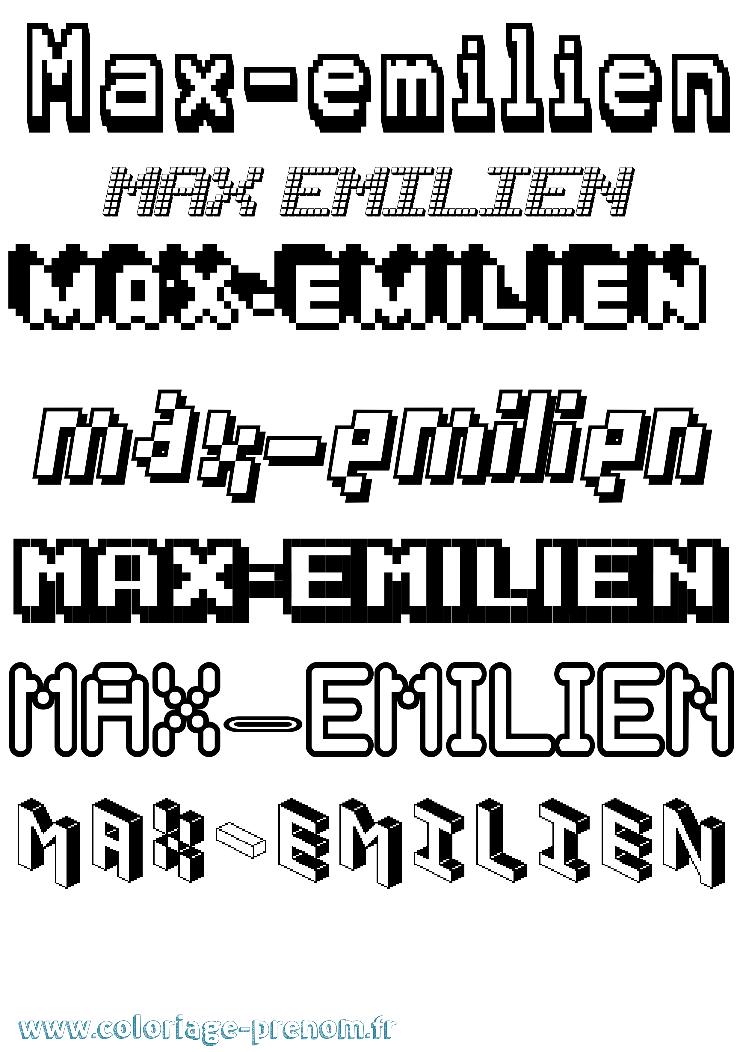 Coloriage prénom Max-Emilien Pixel