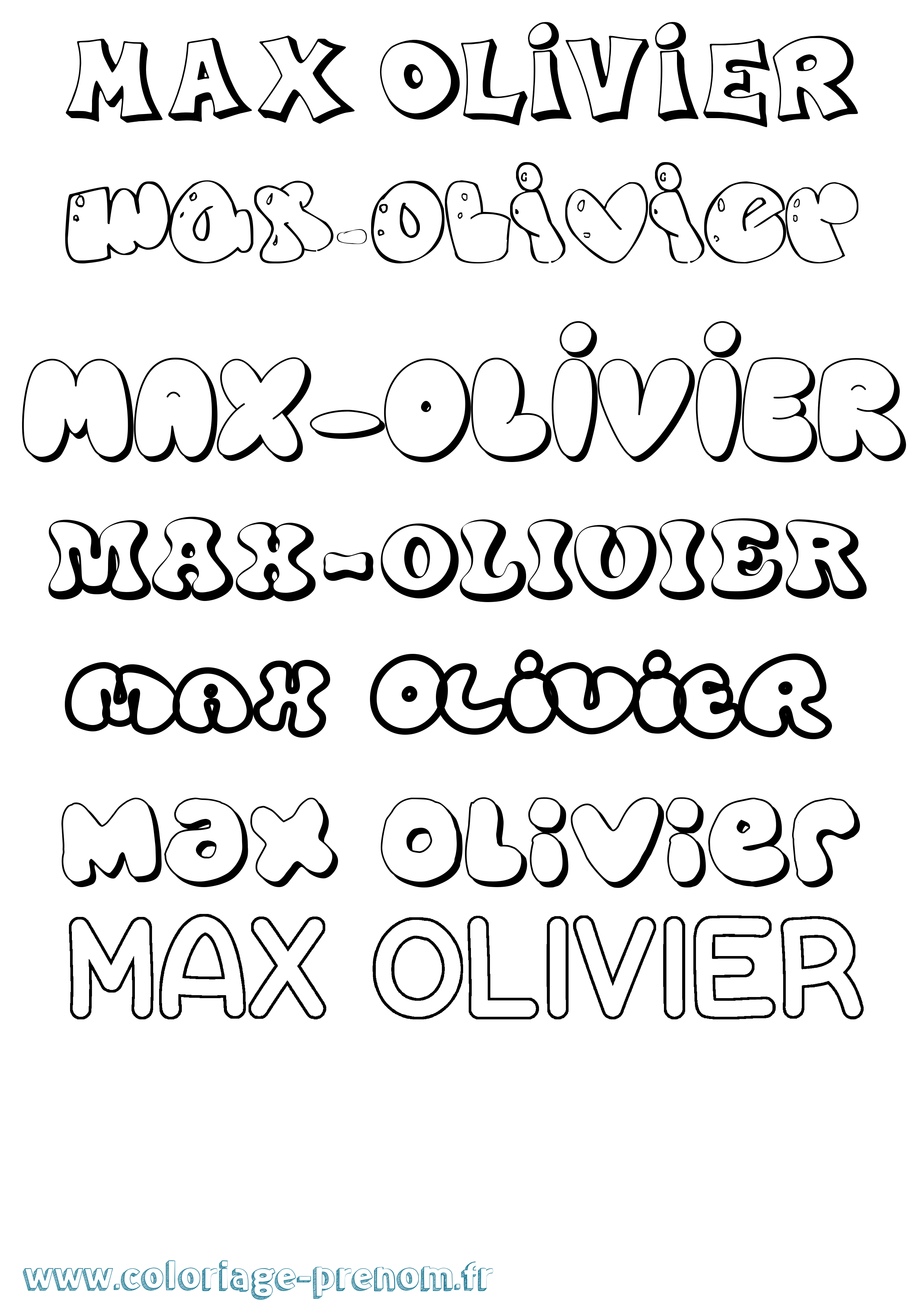 Coloriage prénom Max-Olivier Bubble