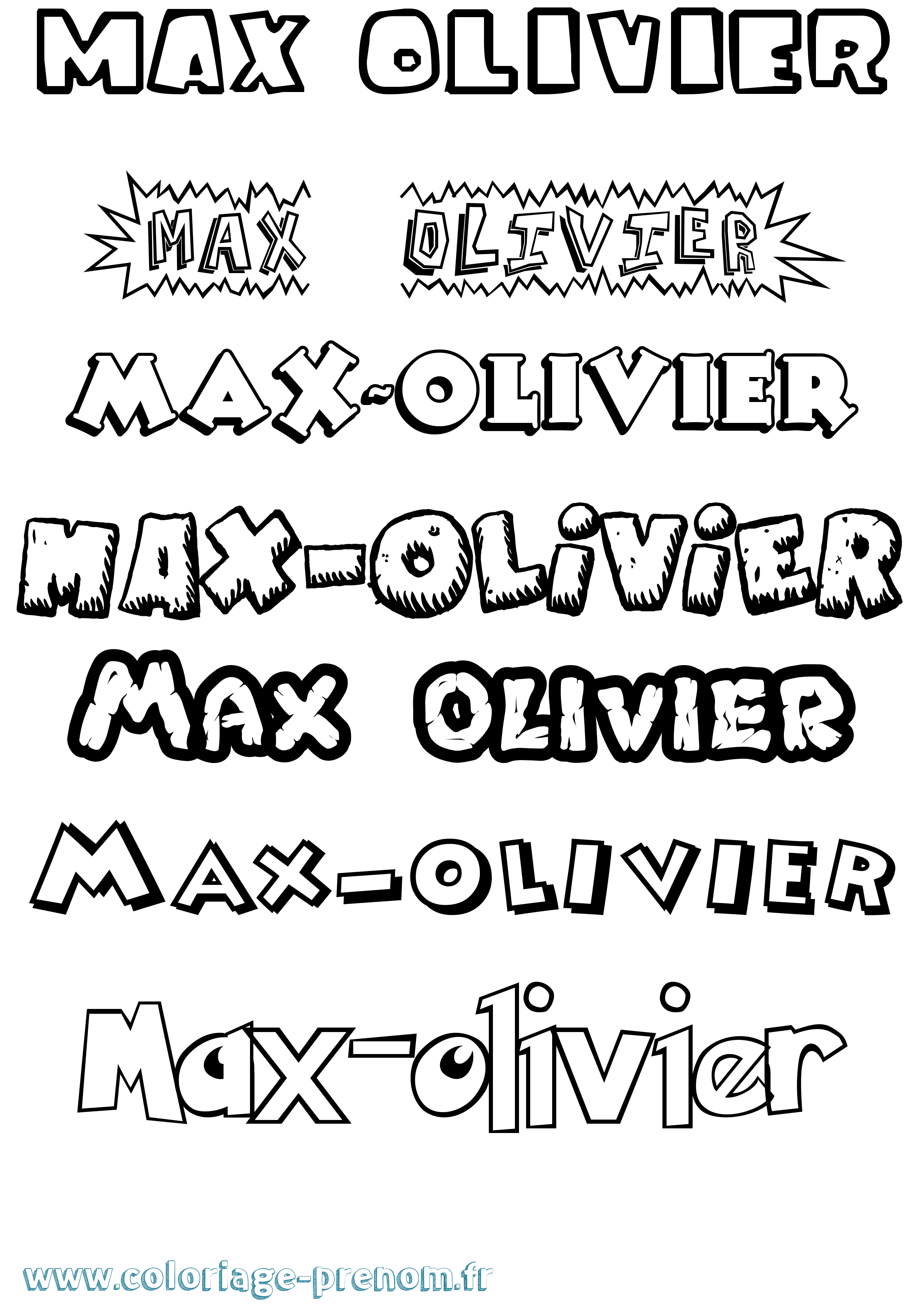 Coloriage prénom Max-Olivier Dessin Animé