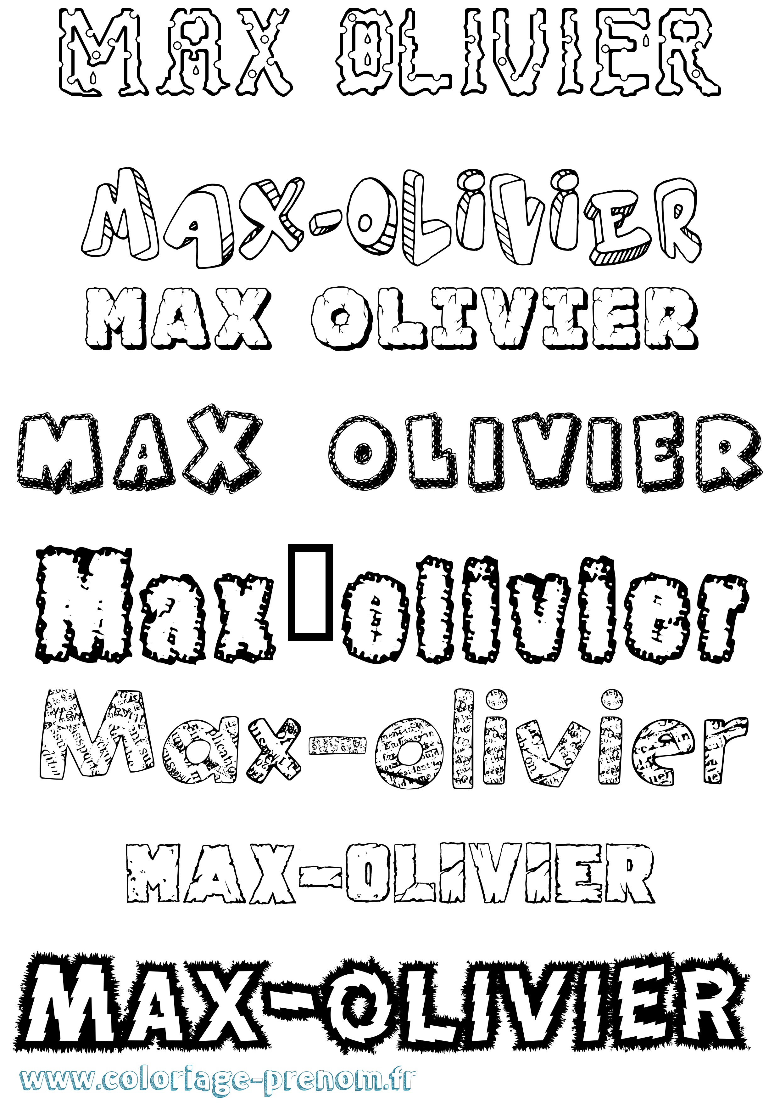 Coloriage prénom Max-Olivier Destructuré