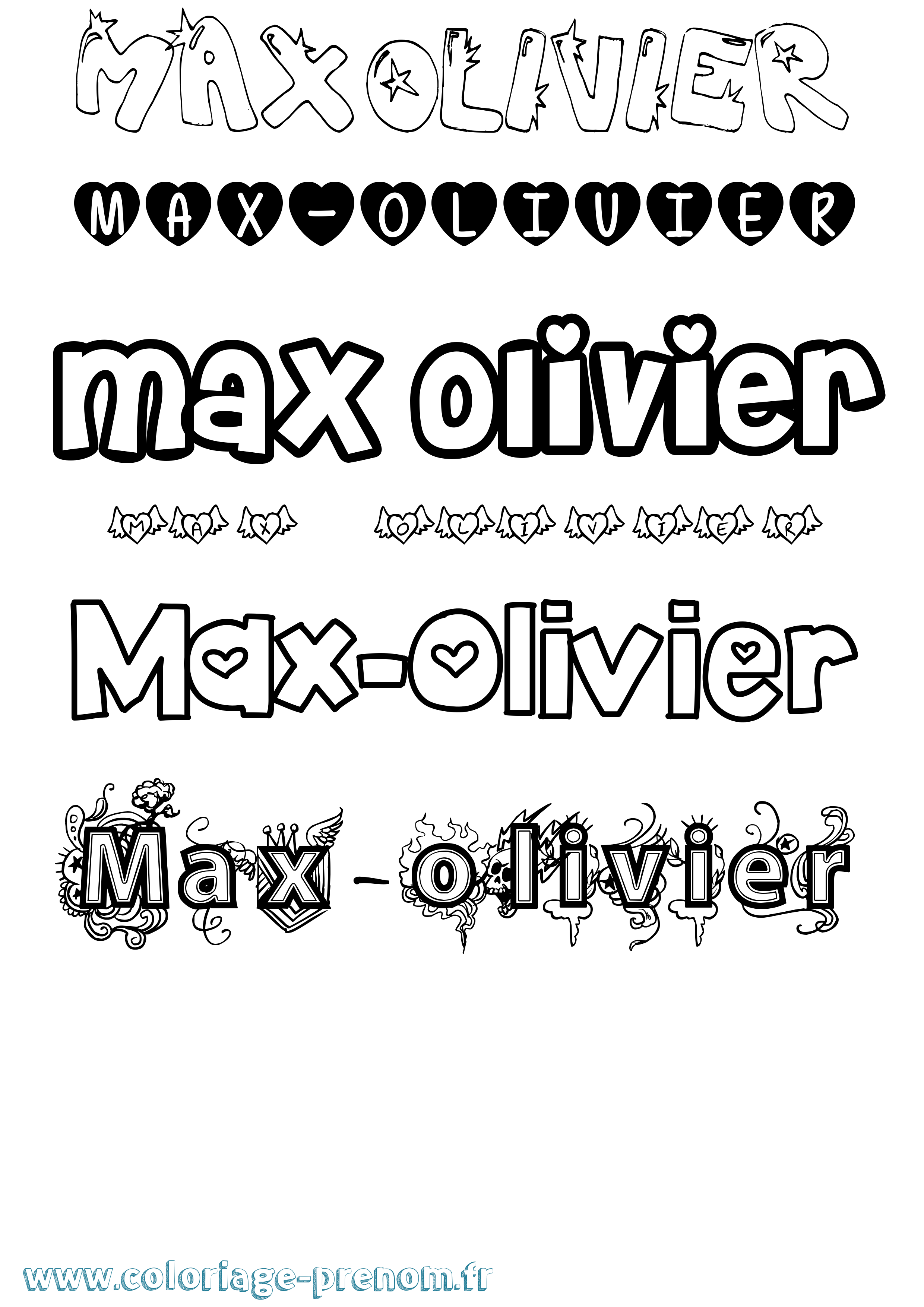 Coloriage prénom Max-Olivier Girly
