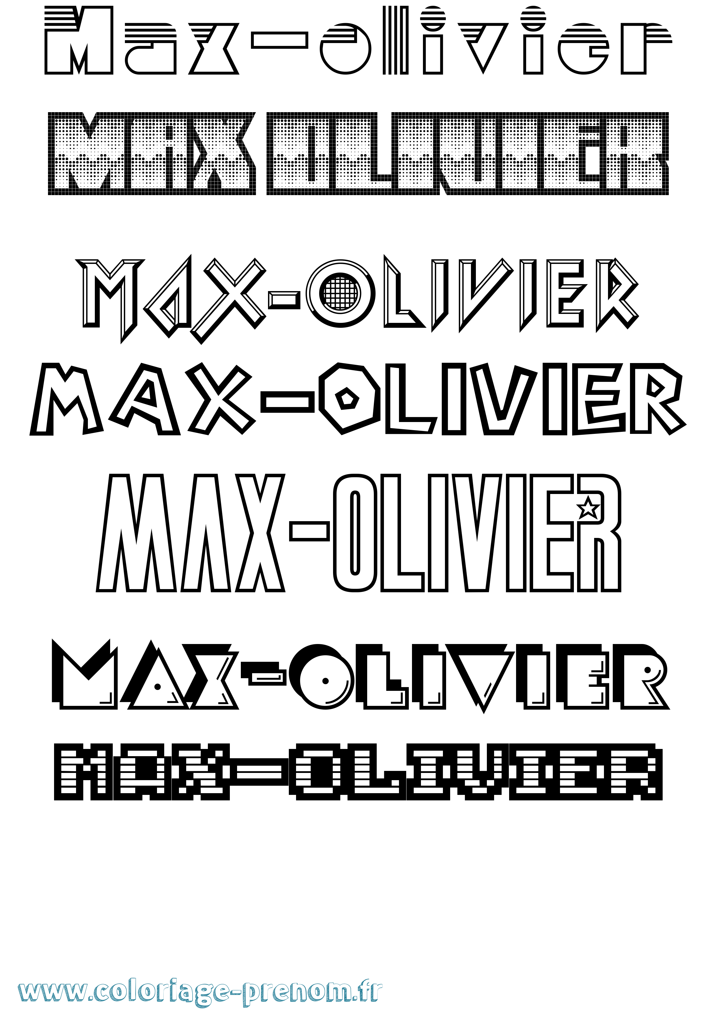 Coloriage prénom Max-Olivier Jeux Vidéos