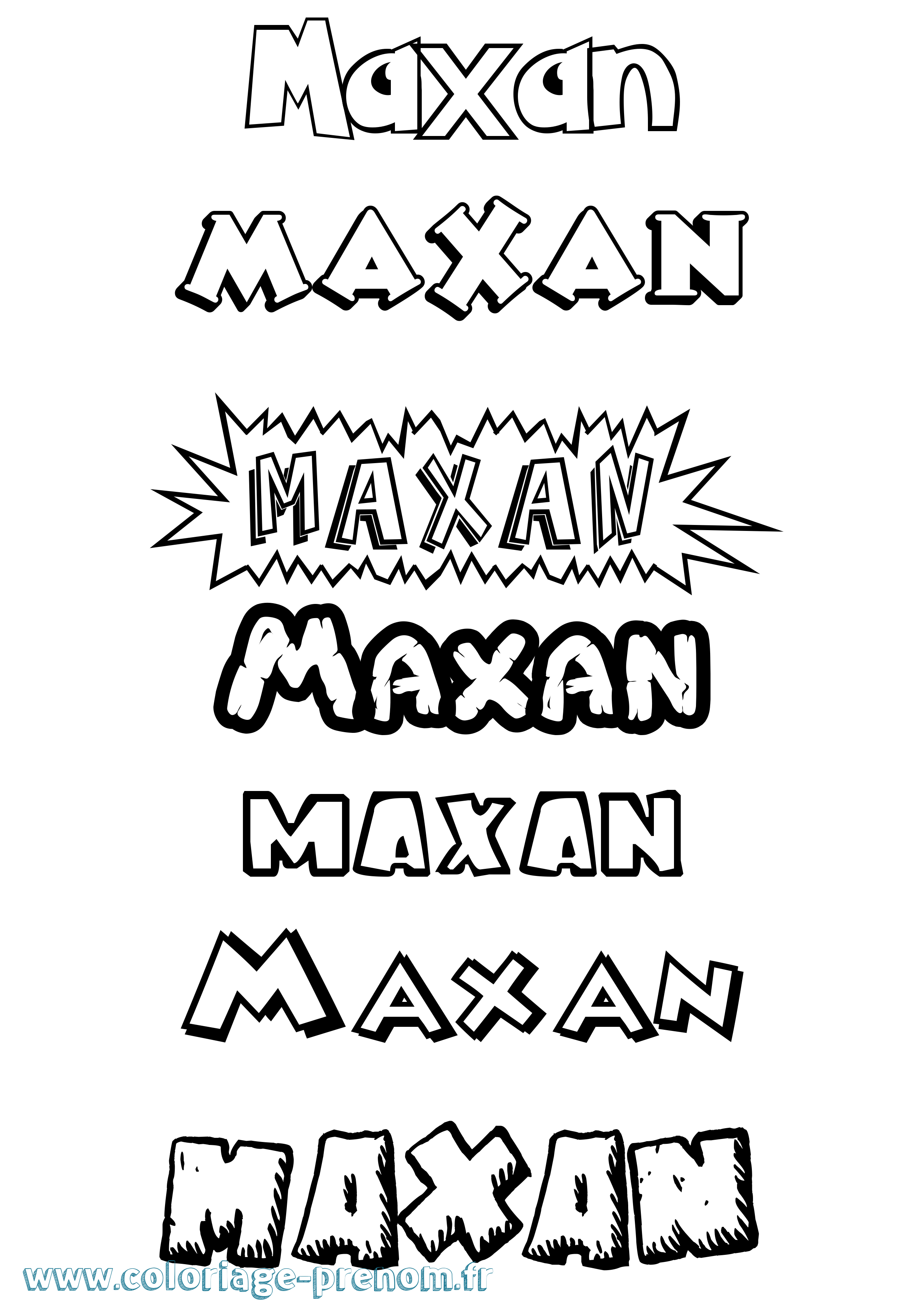 Coloriage prénom Maxan Dessin Animé