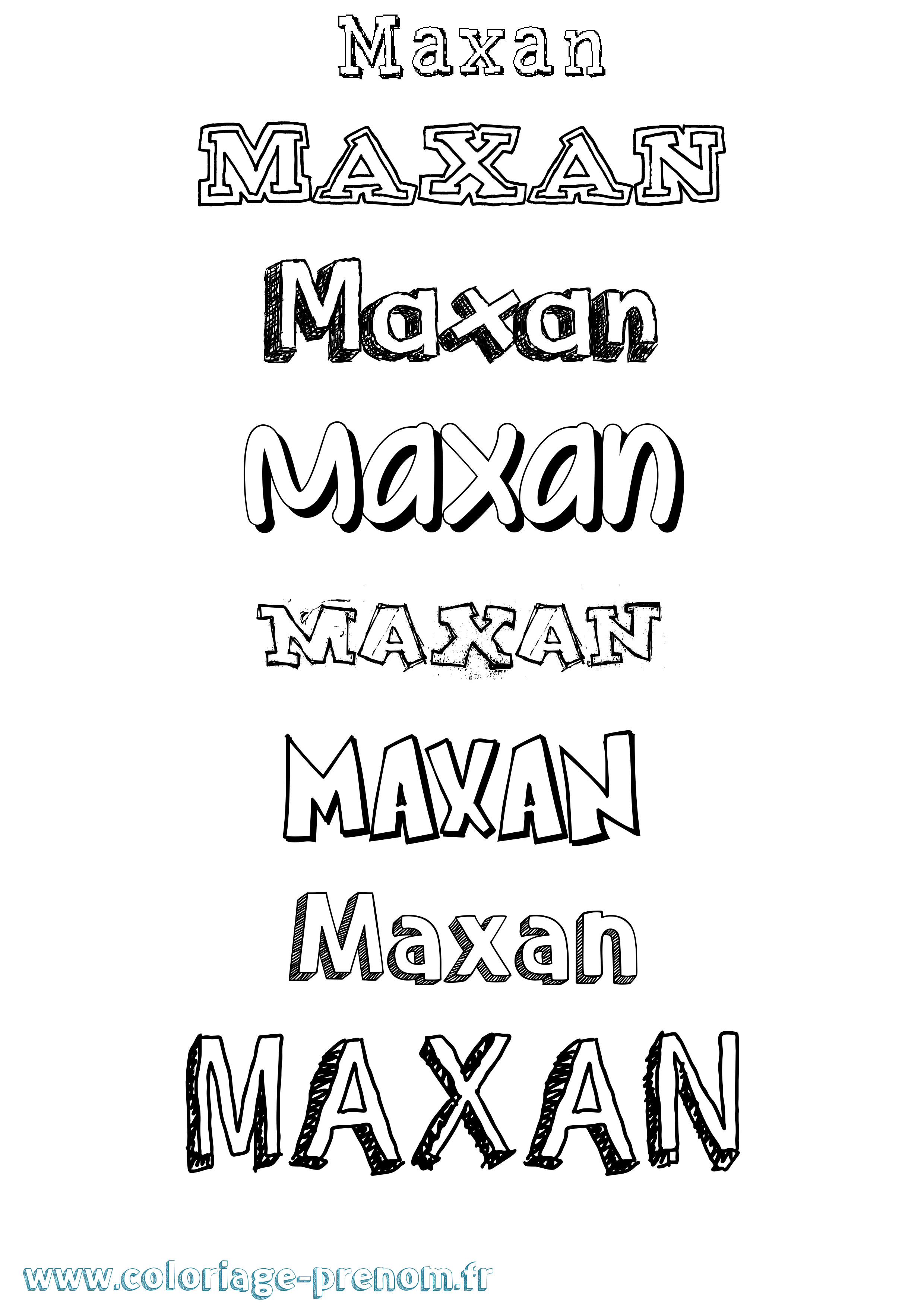 Coloriage prénom Maxan Dessiné