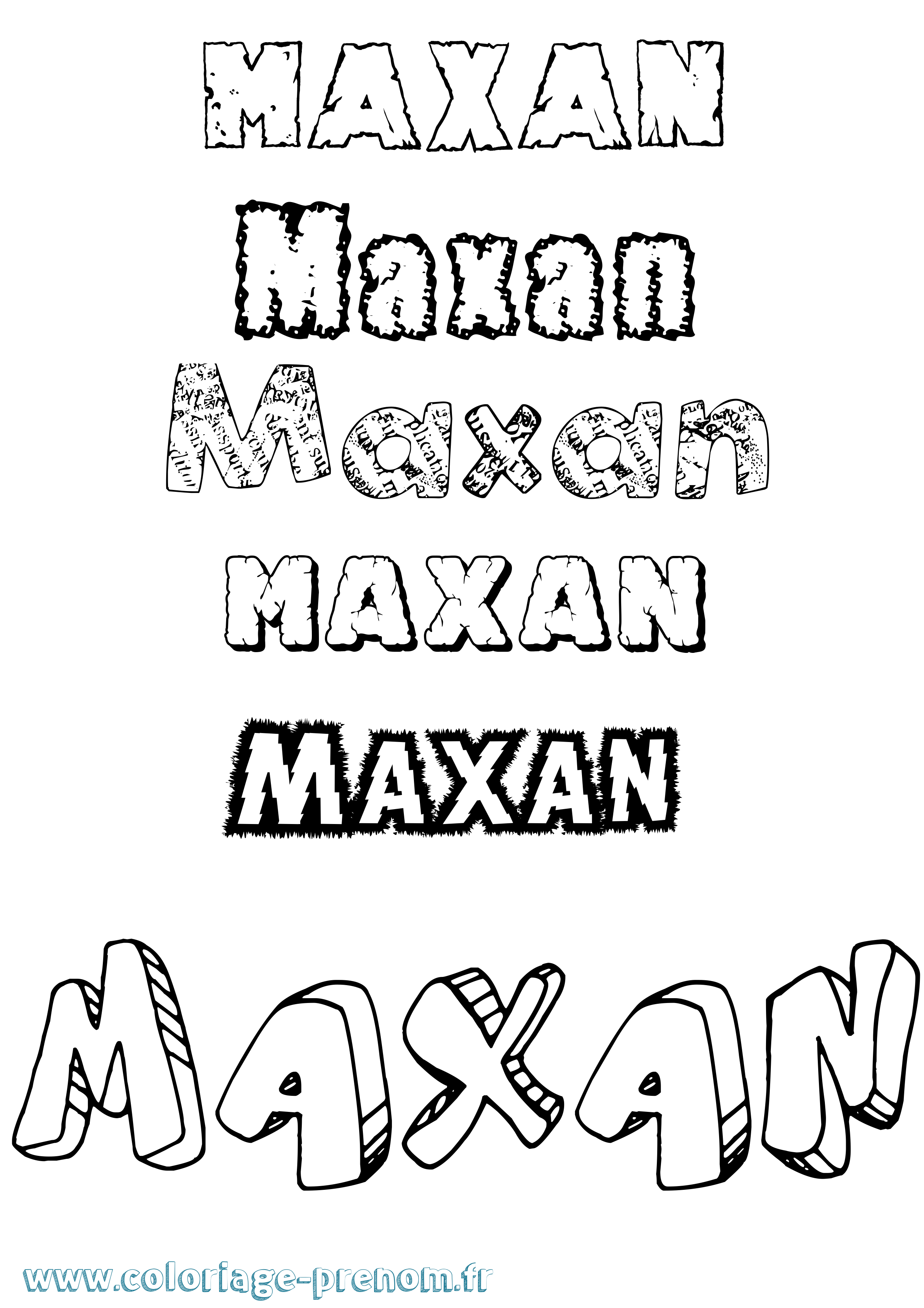 Coloriage prénom Maxan Destructuré