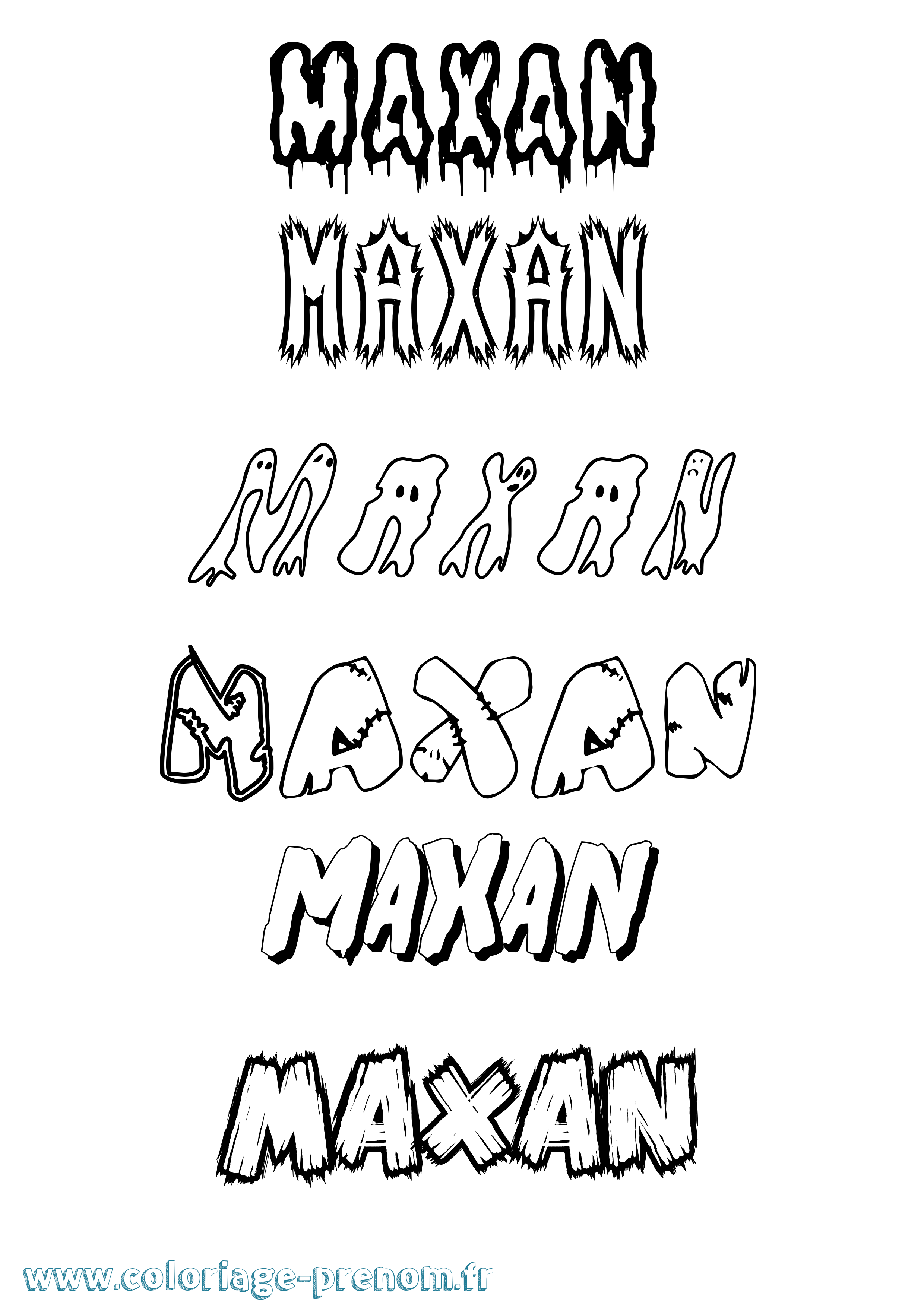 Coloriage prénom Maxan Frisson